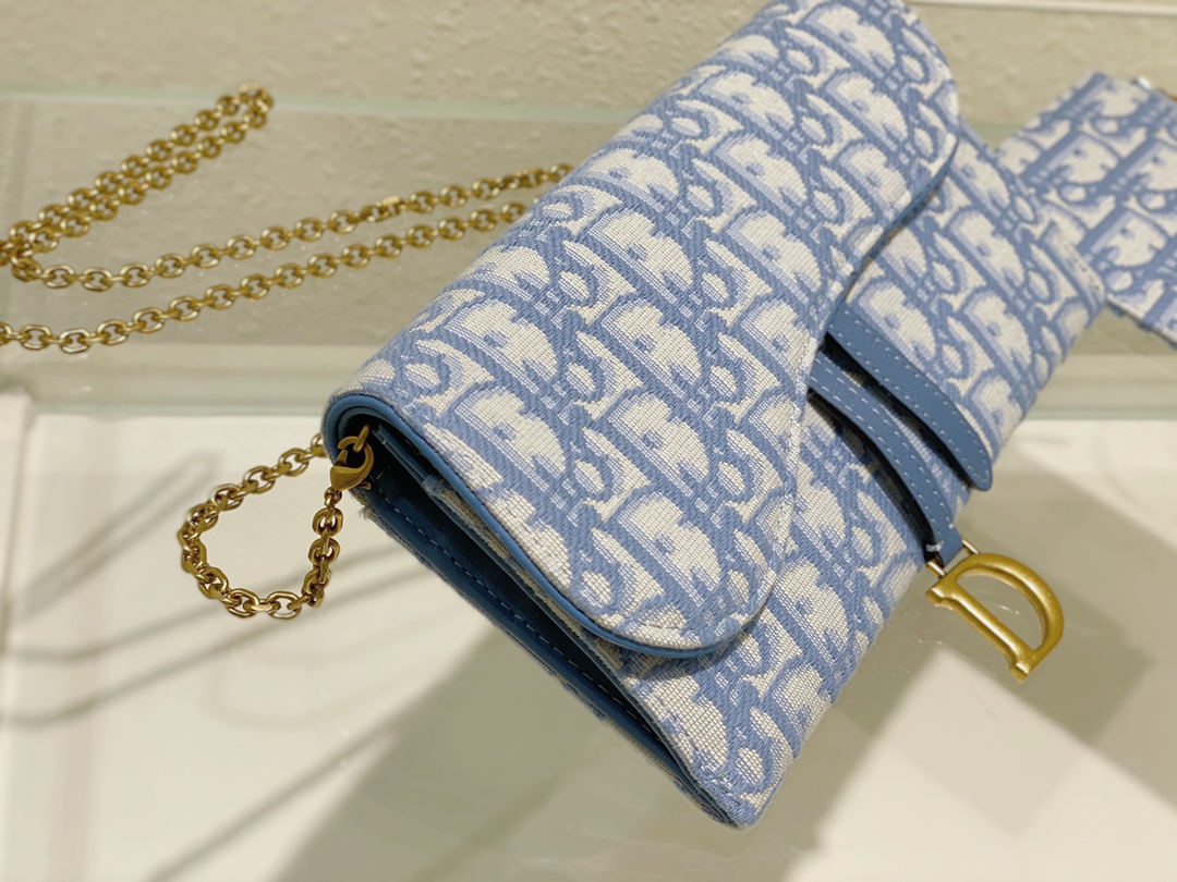 [TOP] Christian Dior Saddle Bag Oblique Printed Fabric 19x11x2.5cm