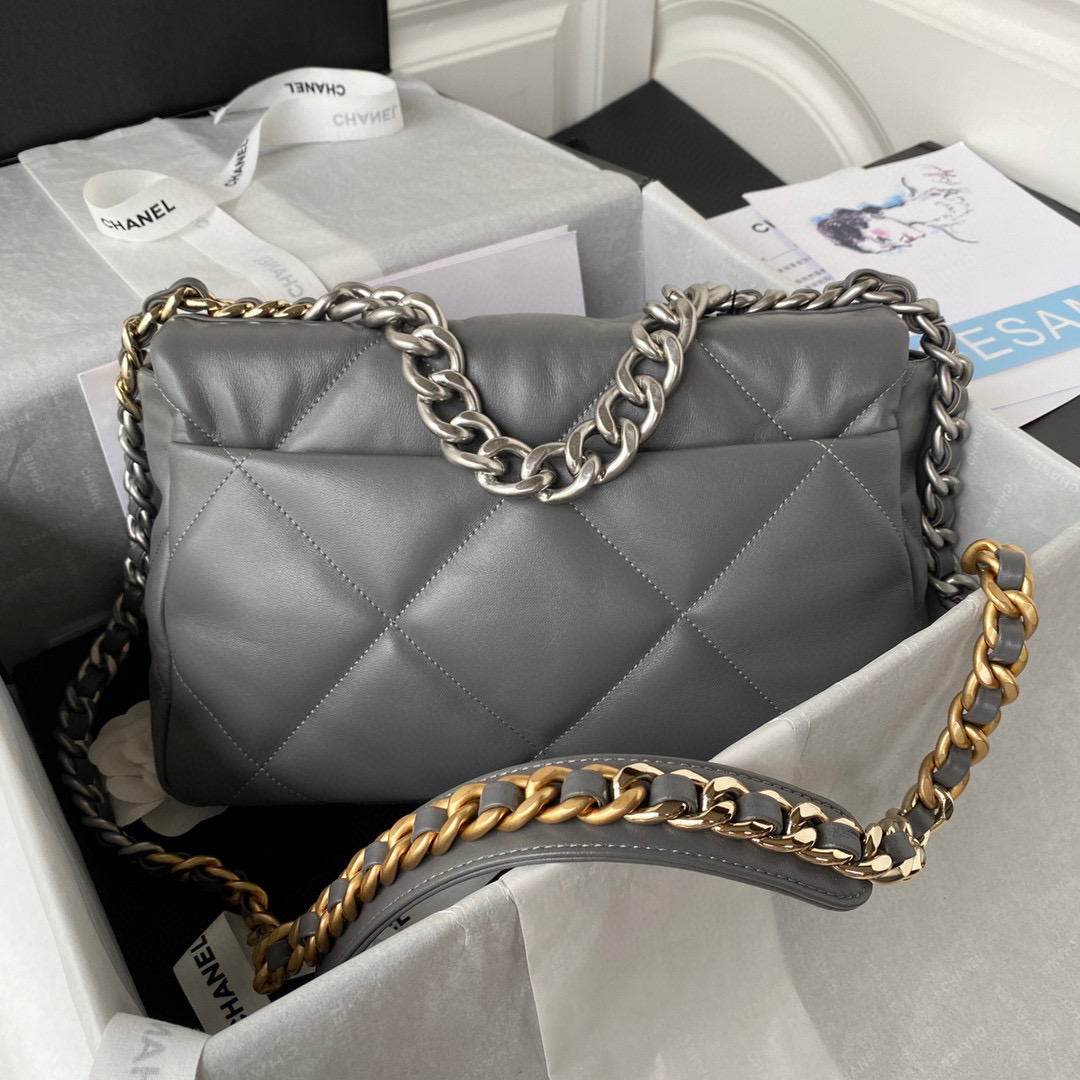 [TOP] CHANEL 19 Bag 26cm/30cm - Dark Grey w Silver Buckle