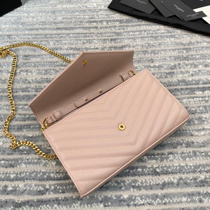 [TOP] Yves Saint Laurent YSL WOC Grainy Leather - Pink w GHW