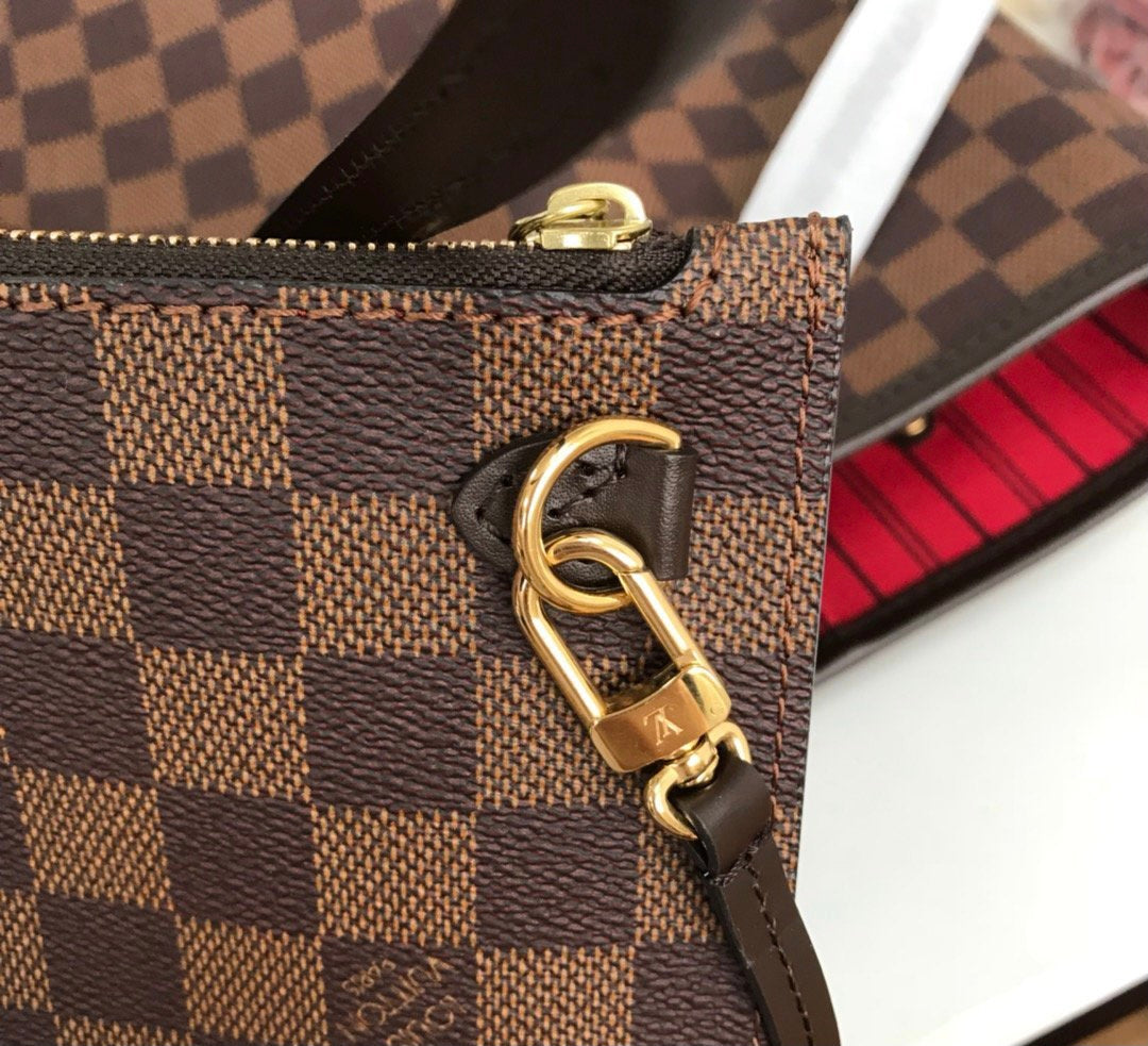 [TOP] Louis Vuitton LV LV Damier Ebene Neverfull GM - Red