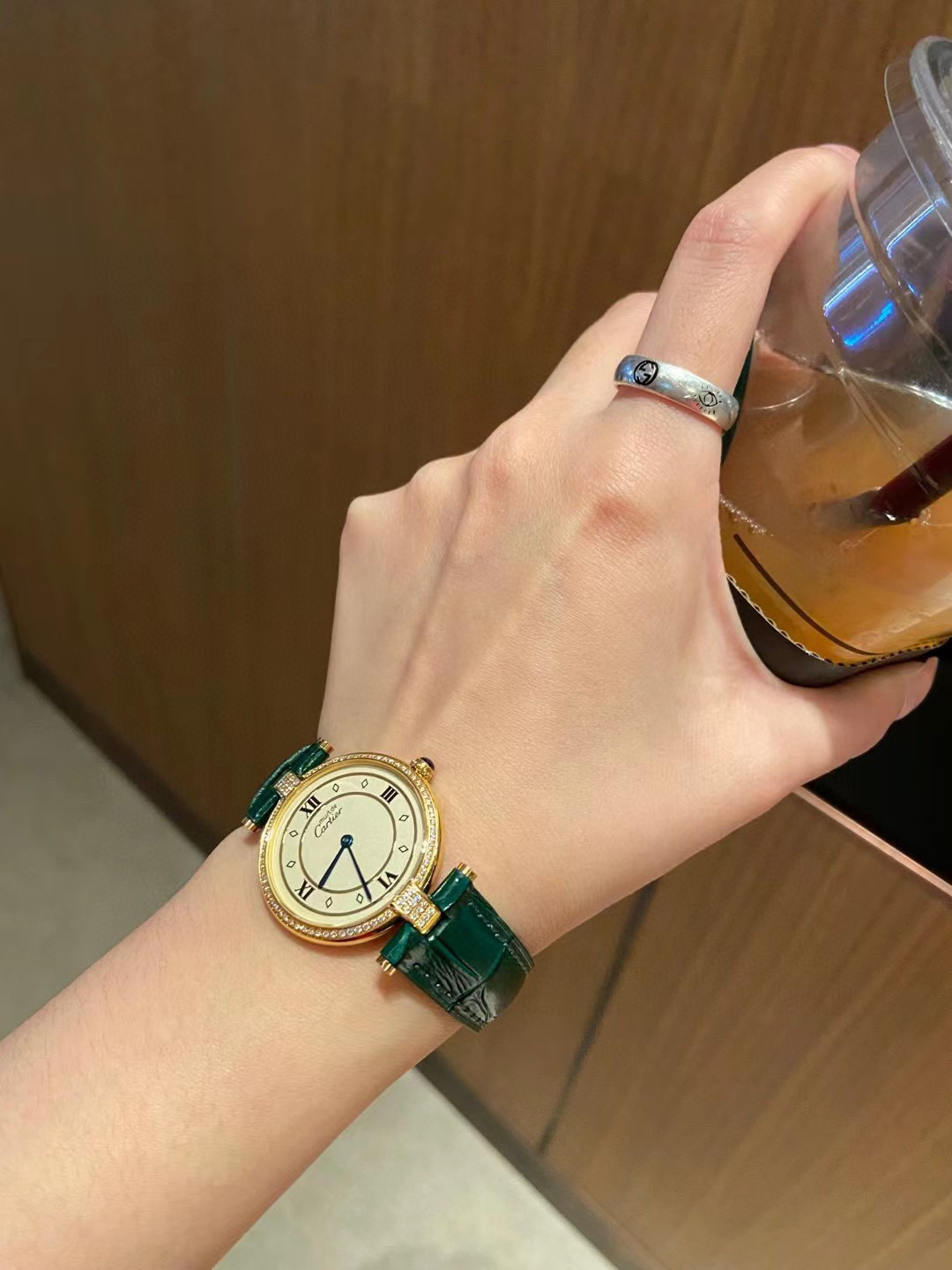 [TOP] Cartier Retro Leather Watch 30mm - Green