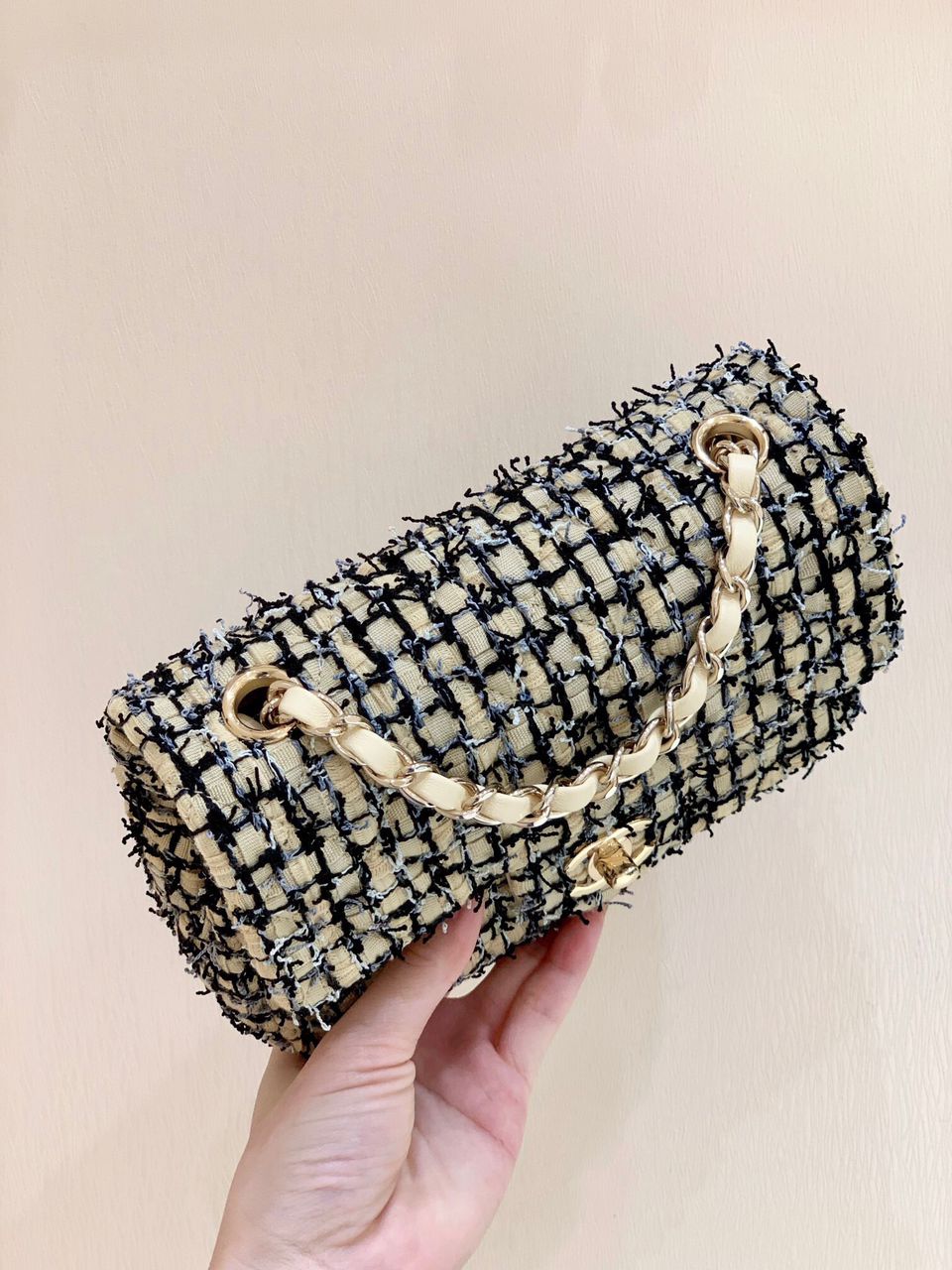 [TOP] CHANEL Classic Flap Bag Tweed Mini Rectangular 20cm - Yellow Black