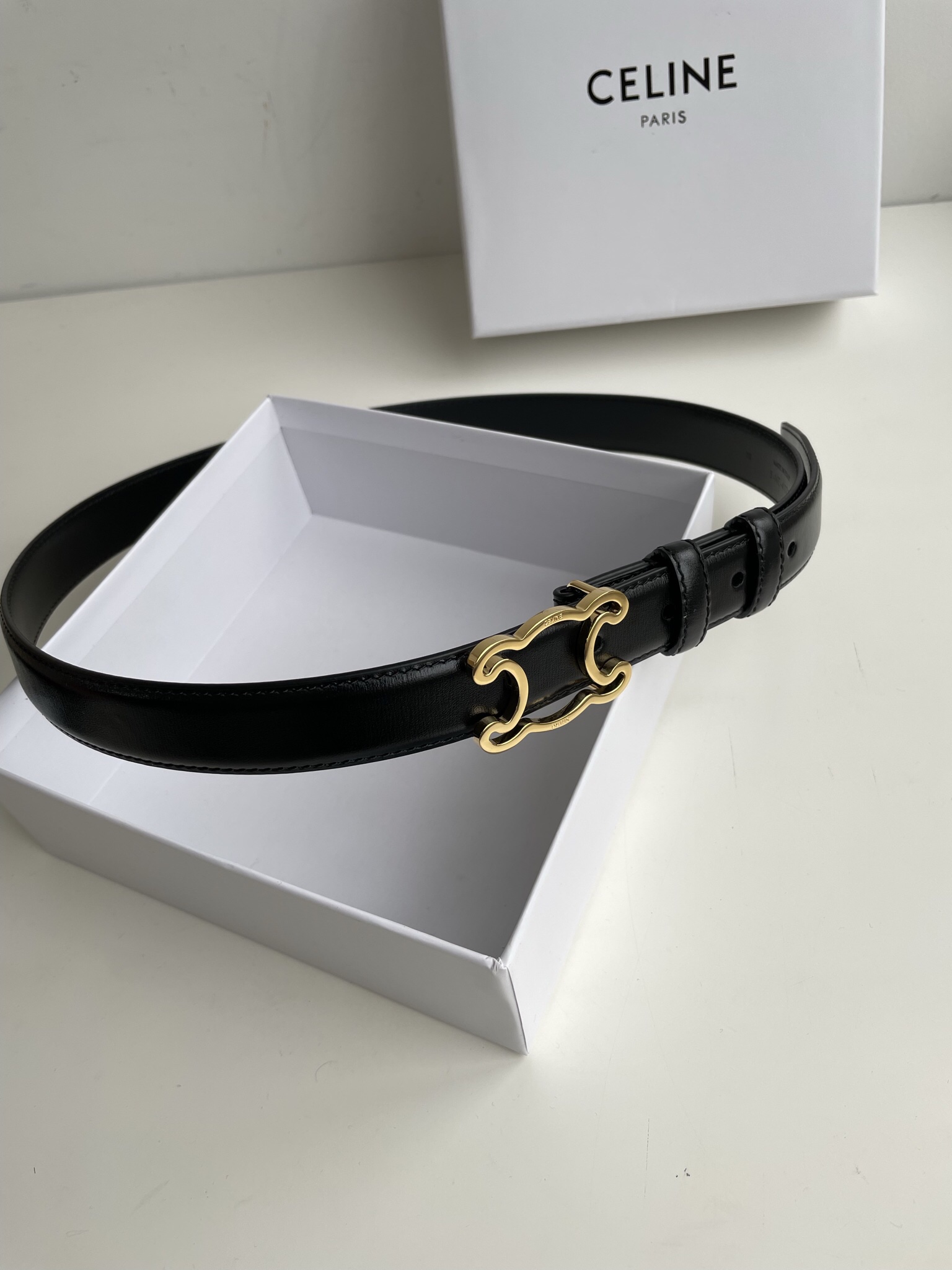 [TOP] CELINE Triomphe Belt - Black