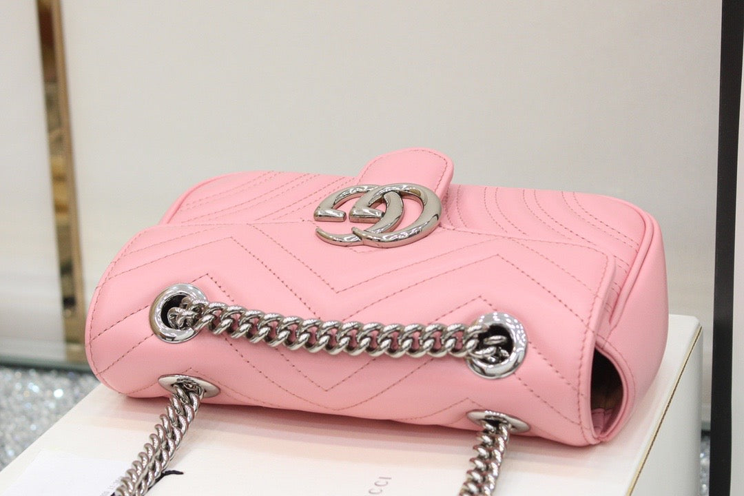 [TOP] GUCCI G*G Marmont Matelasse Bag Mini 22cm - Pink w SHW