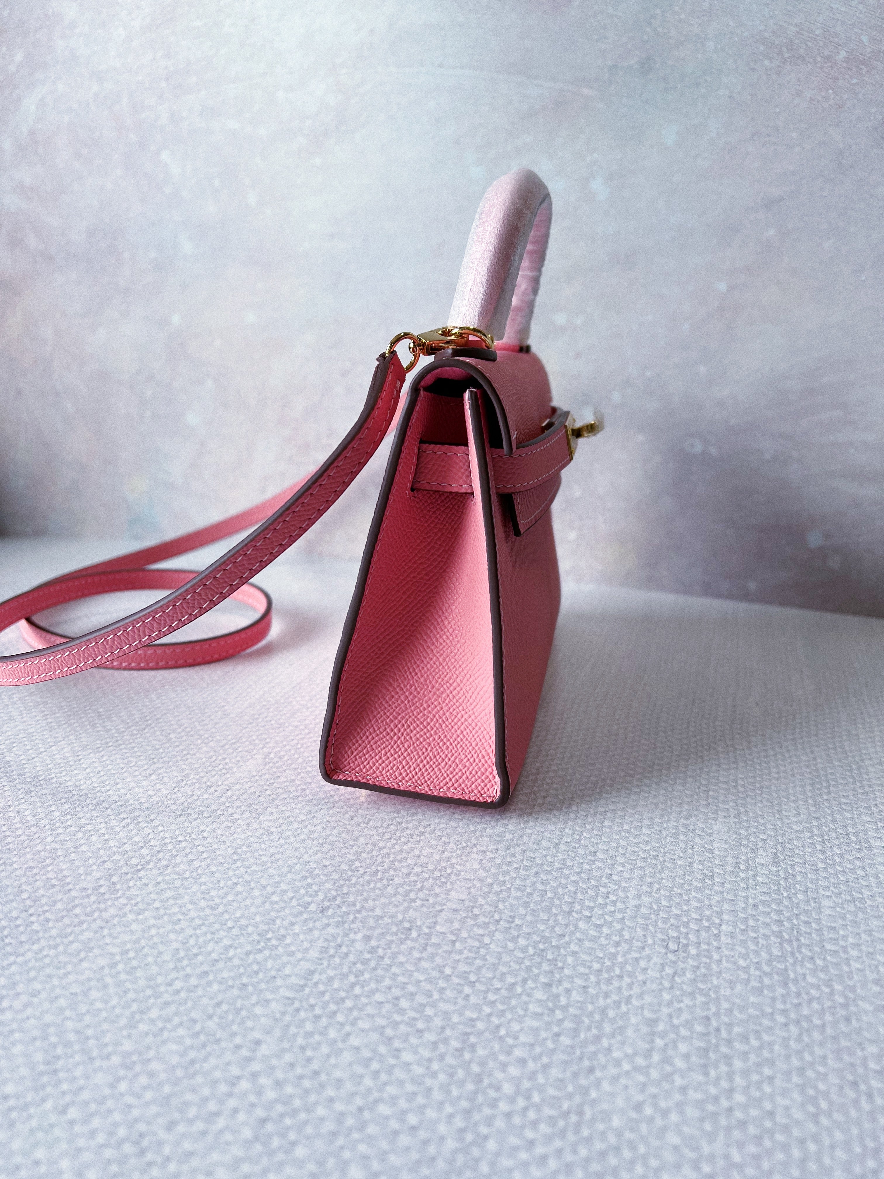 [TOP] HERMES Mini Kelly II Epsom Leather 19cm - Hot Pink