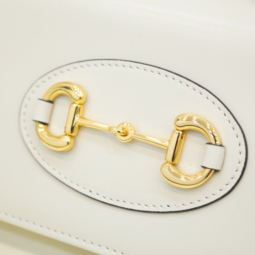 [TOP] GUCCI Horsebit 1955 Wallet With Chain - WHITE