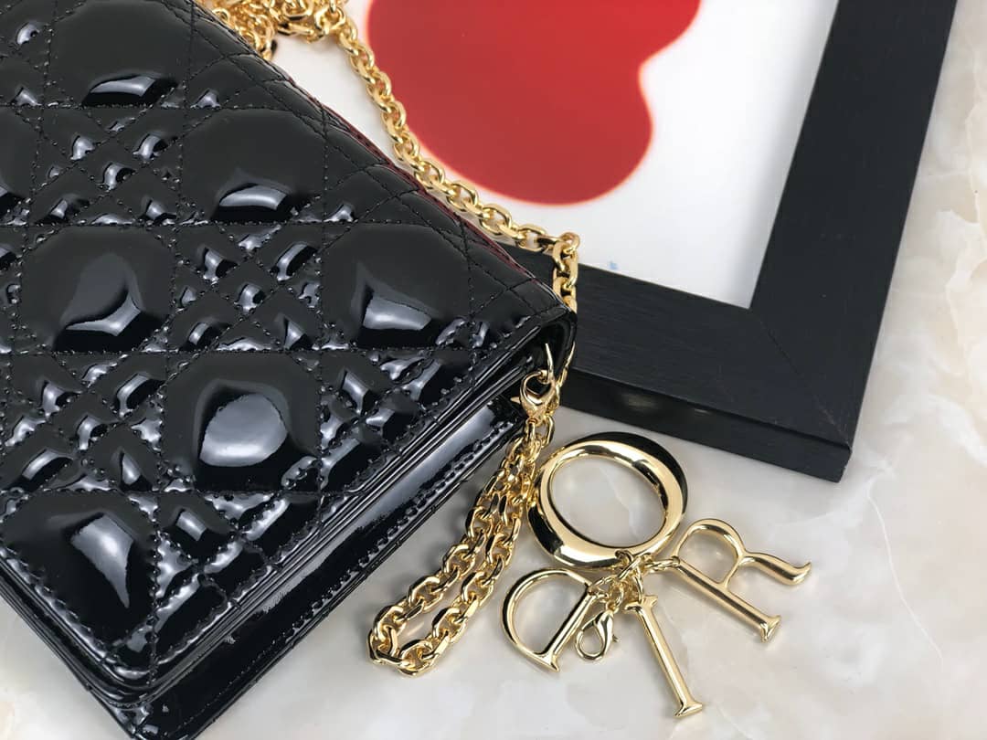[TOP] Christian Dior Lady Patent Pouch - Black