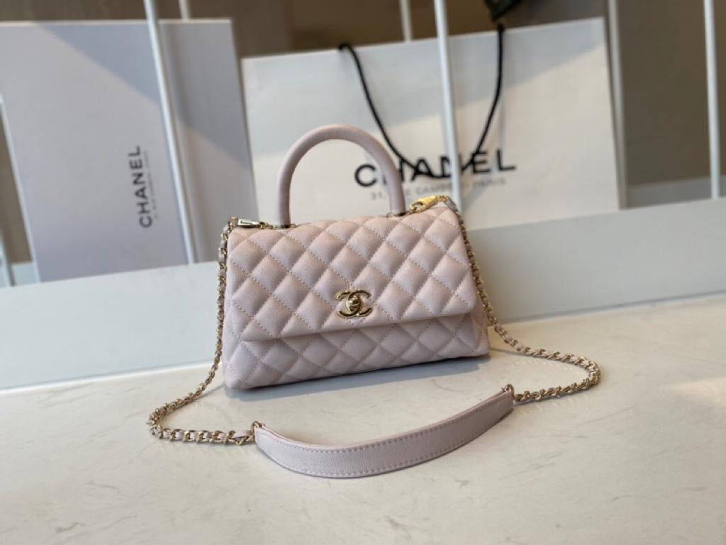 [TOP] CHANEL CoCo Handle Bag Caviar Small 19cm - Light Pink