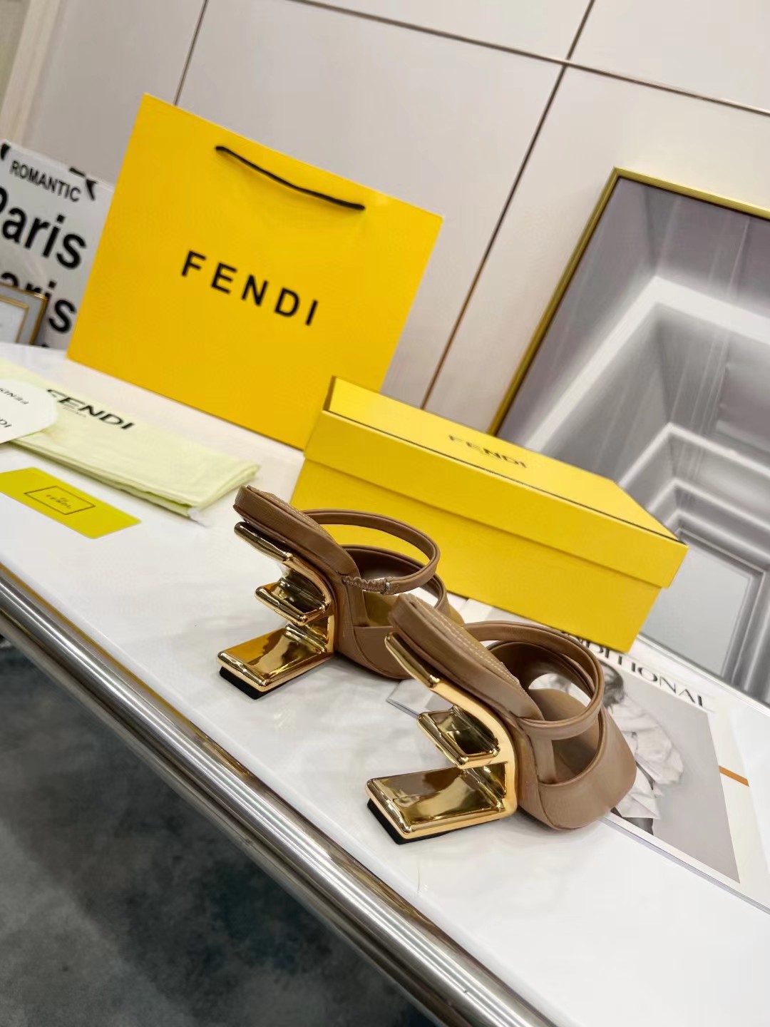 [TOP] FENDI First High Heel - Tan