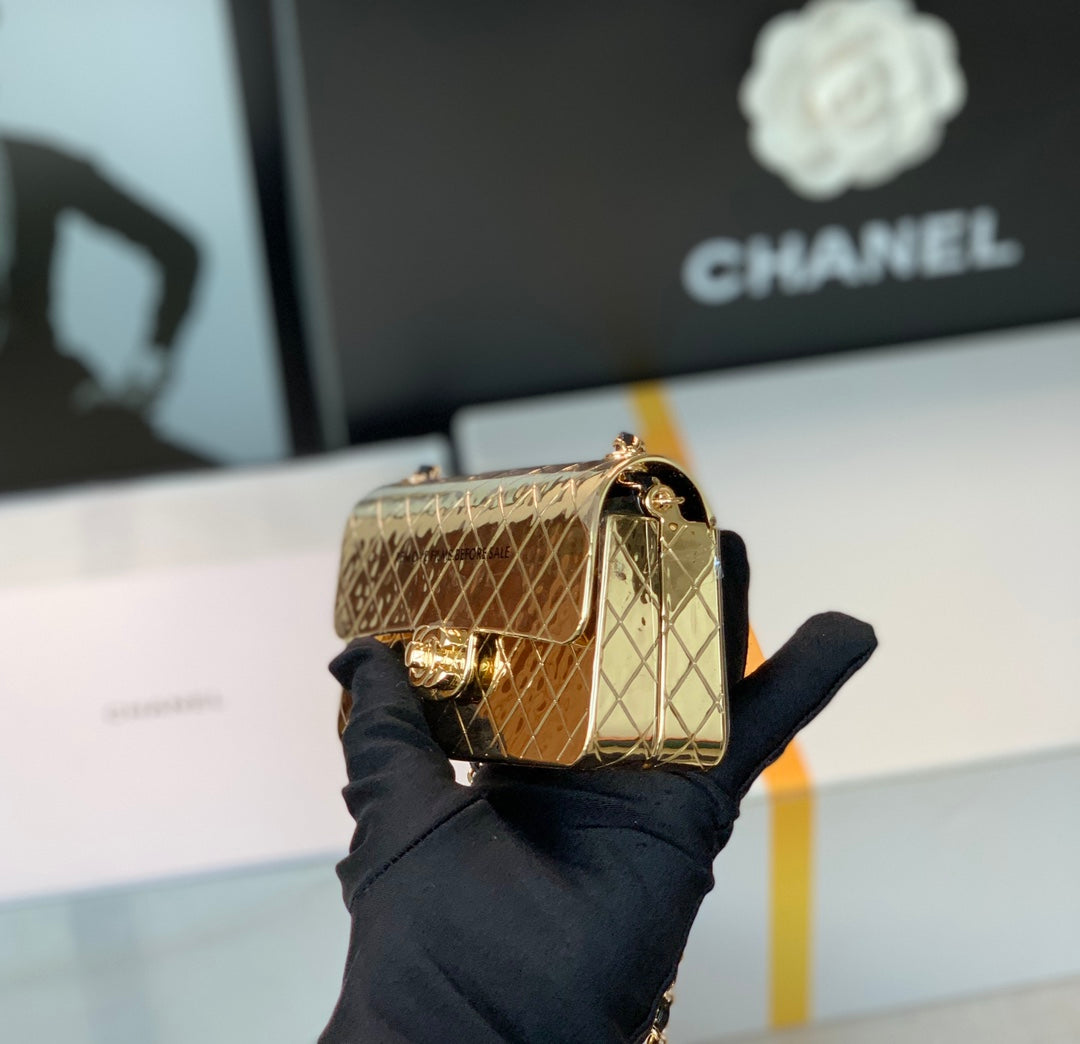 [TOP] CHANEL Evening Bag Metal Mini 12x7x5cm - Gold