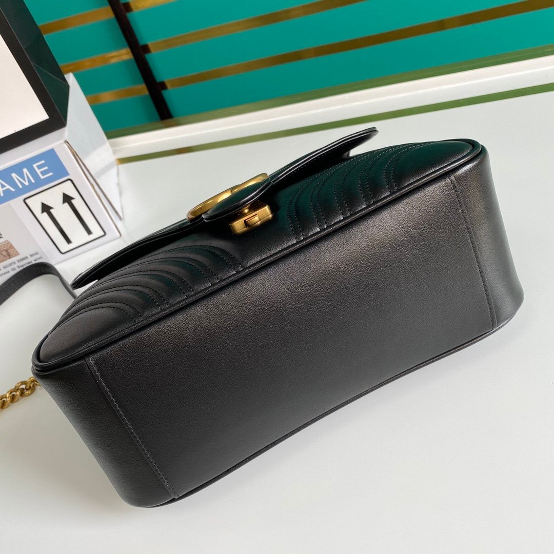 [TOP] GUCCI Marmont Top Handle Bag - Black w GHW