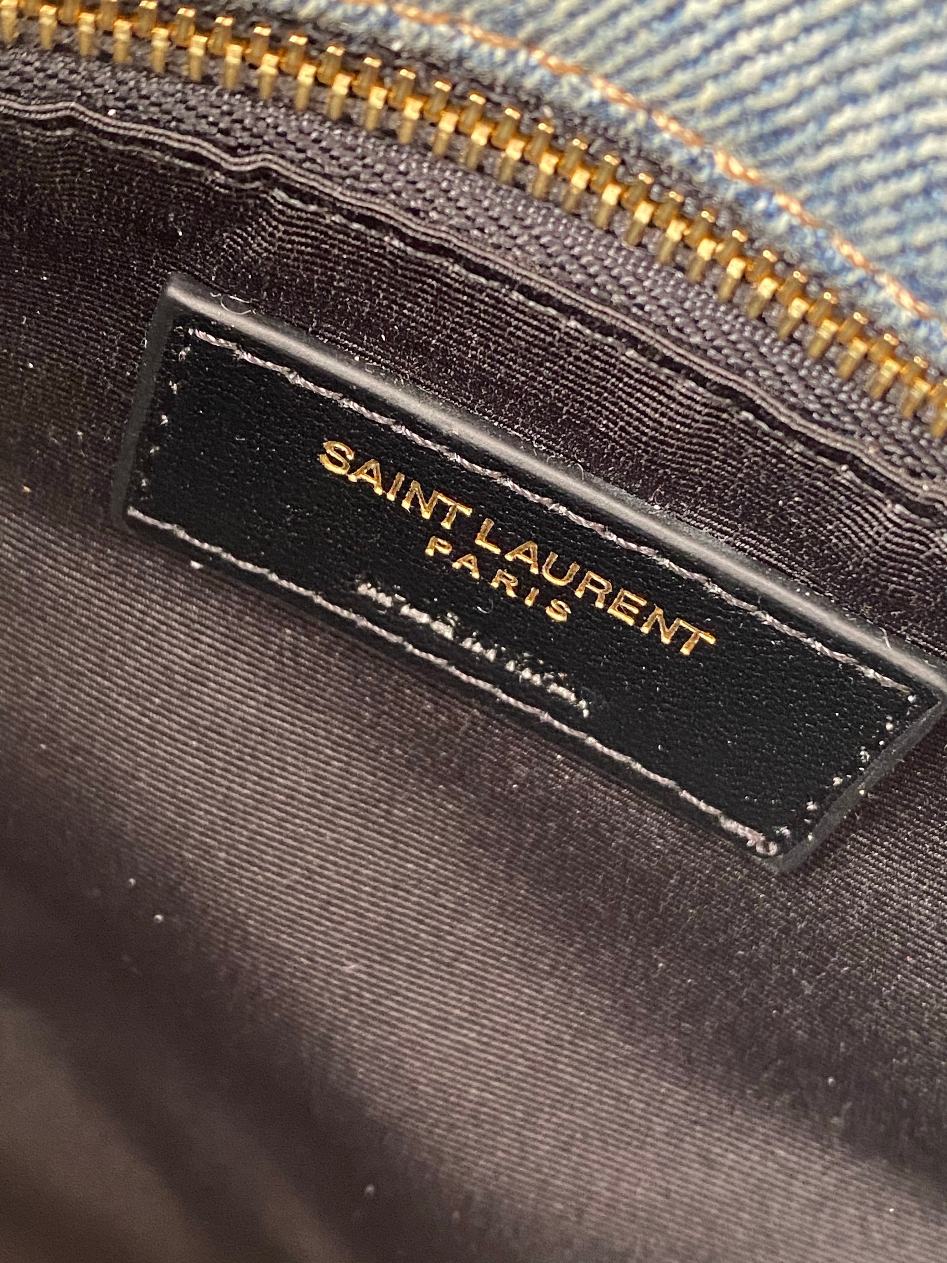 [TOP] Yves Saint Laurent YSL Loulou Small Denim Puffer Bag