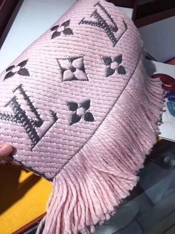 [TOP] Louis Vuitton LV L*V Verone Wool Silk Logomania Scarf - Pink