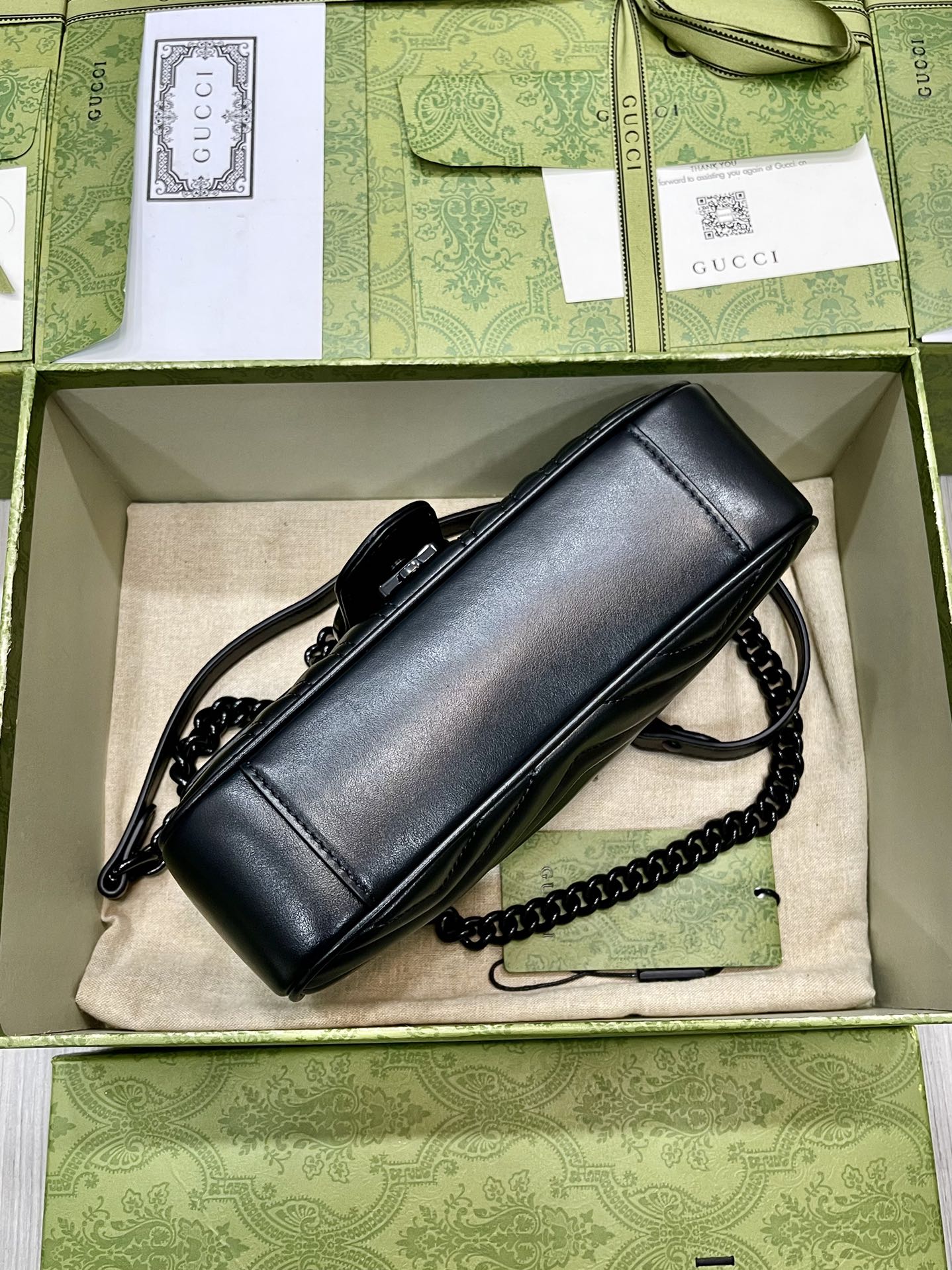 [TOP] GUCCI Gu€€i Marmont Matelasse Bag Mini 22cm - All Black