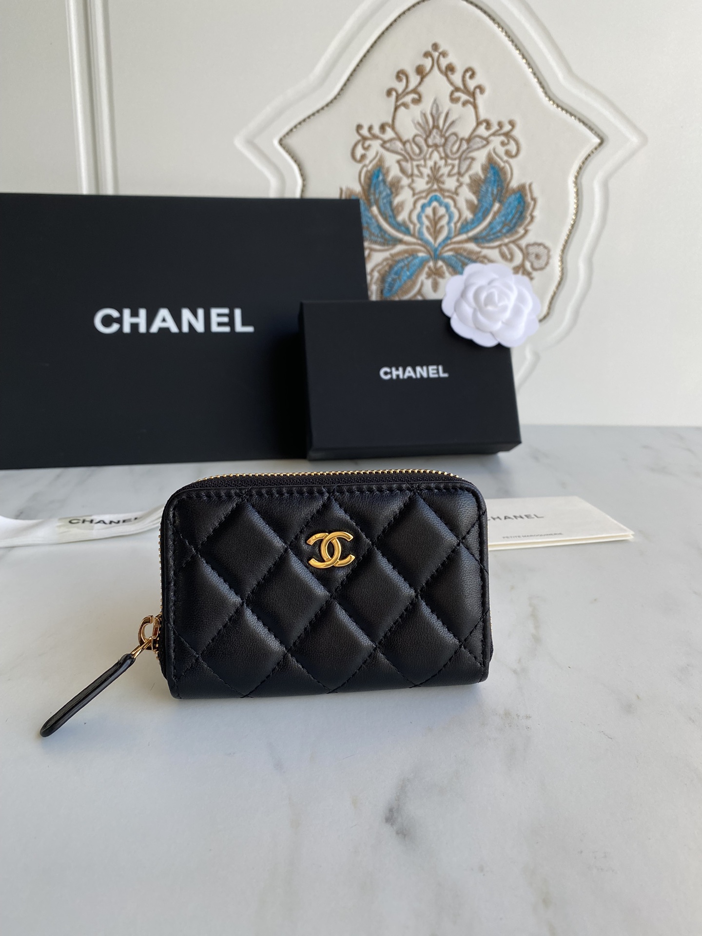 [TOP] CHANEL Zipper Flap Wallet - GHW&SHW - Black