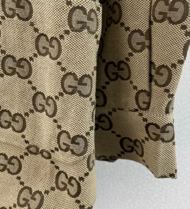 [TOP] GUCCI Maxi GG Canvas Shirt - Camel and Ebony