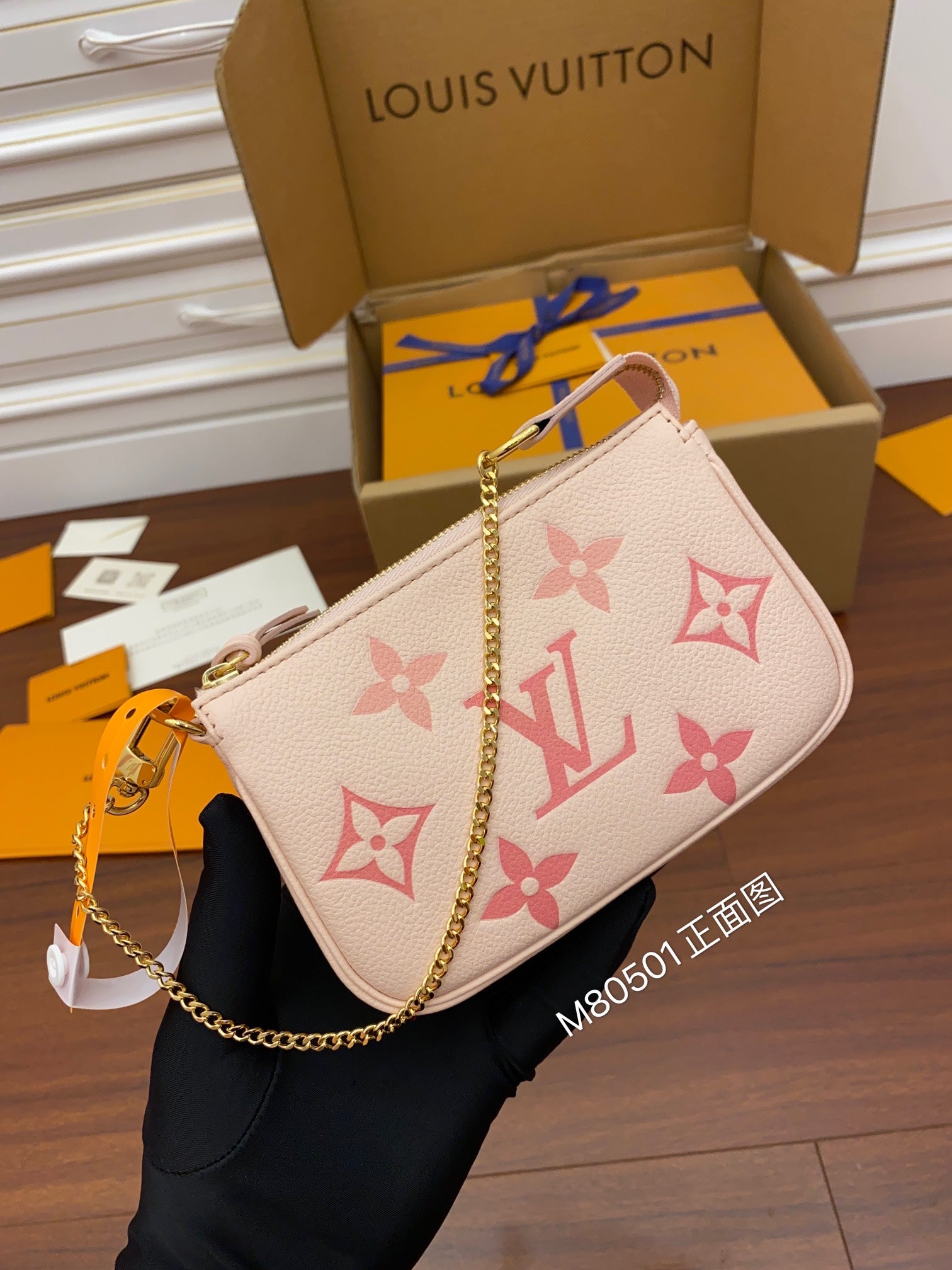 [TOP] Louis Vuitton LV Mini Pochette Accessories 21X12X3cm- Pink