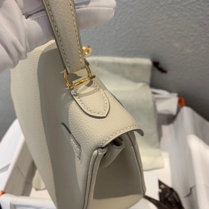 [TOP] HERMES Kelly Togo Leather Bag 25cm - Ivory