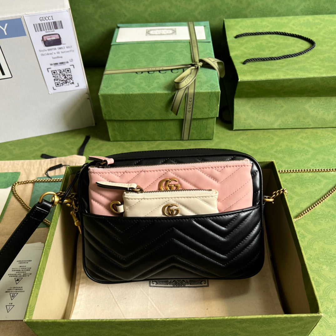 [TOP] GUCCI G*G Multi-use Mini Bag - Black/Pink/White