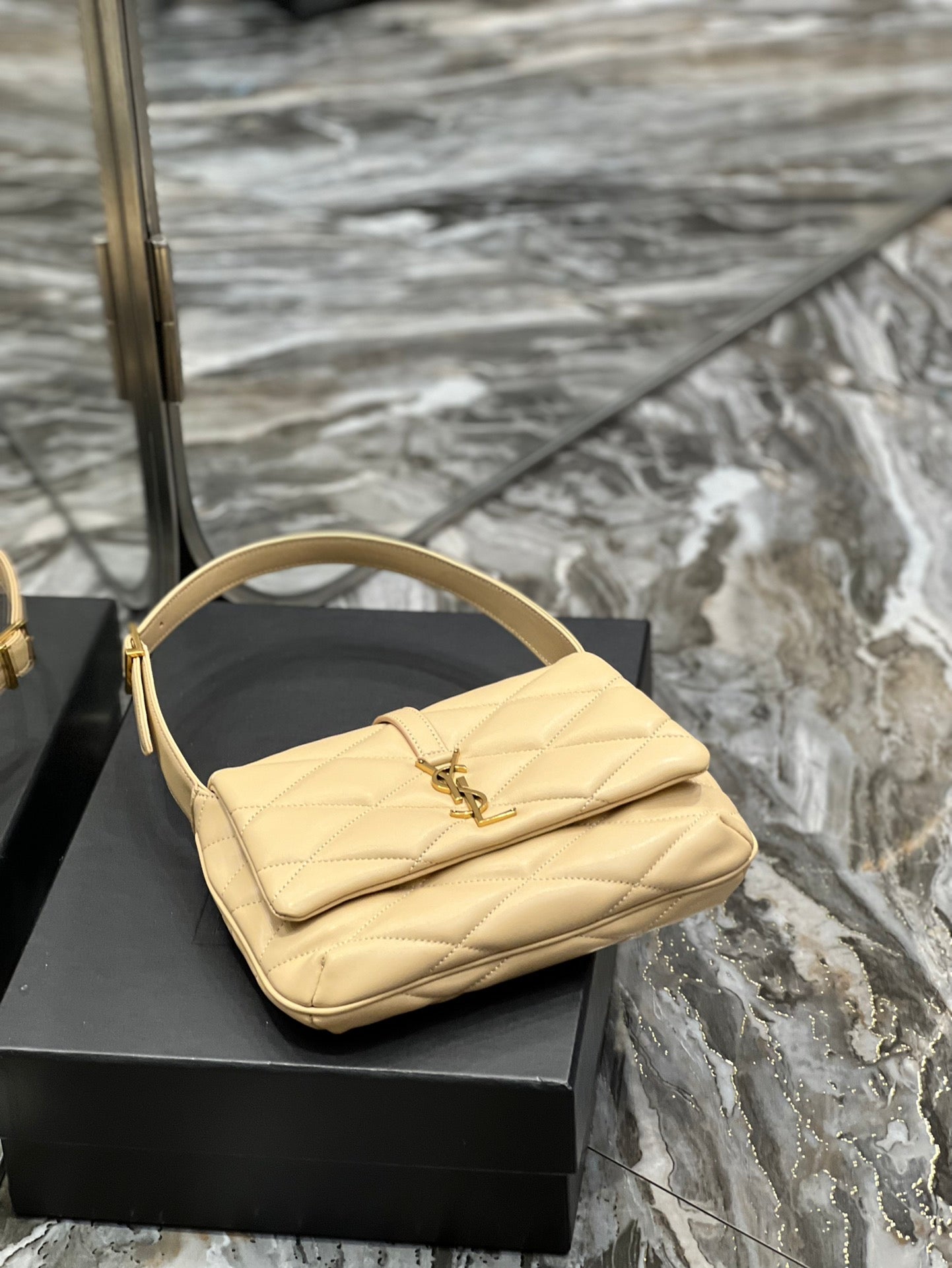 [TOP] Yves Saint Laurent YSL Le 57 Small Shoulder Bag - Beige