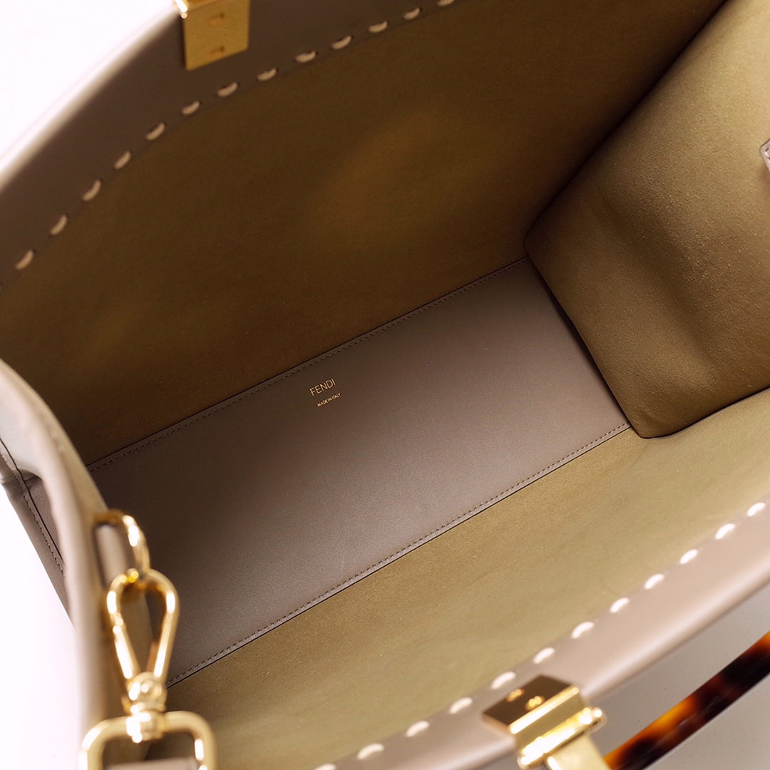 [TOP] FENDI FENDI Sunshine Roma F Medium Tote Bag - Light Brown