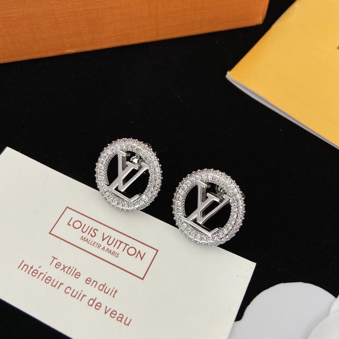 [TOP] Louis Vuitton LV LV Necklace Earrings Set - Silver