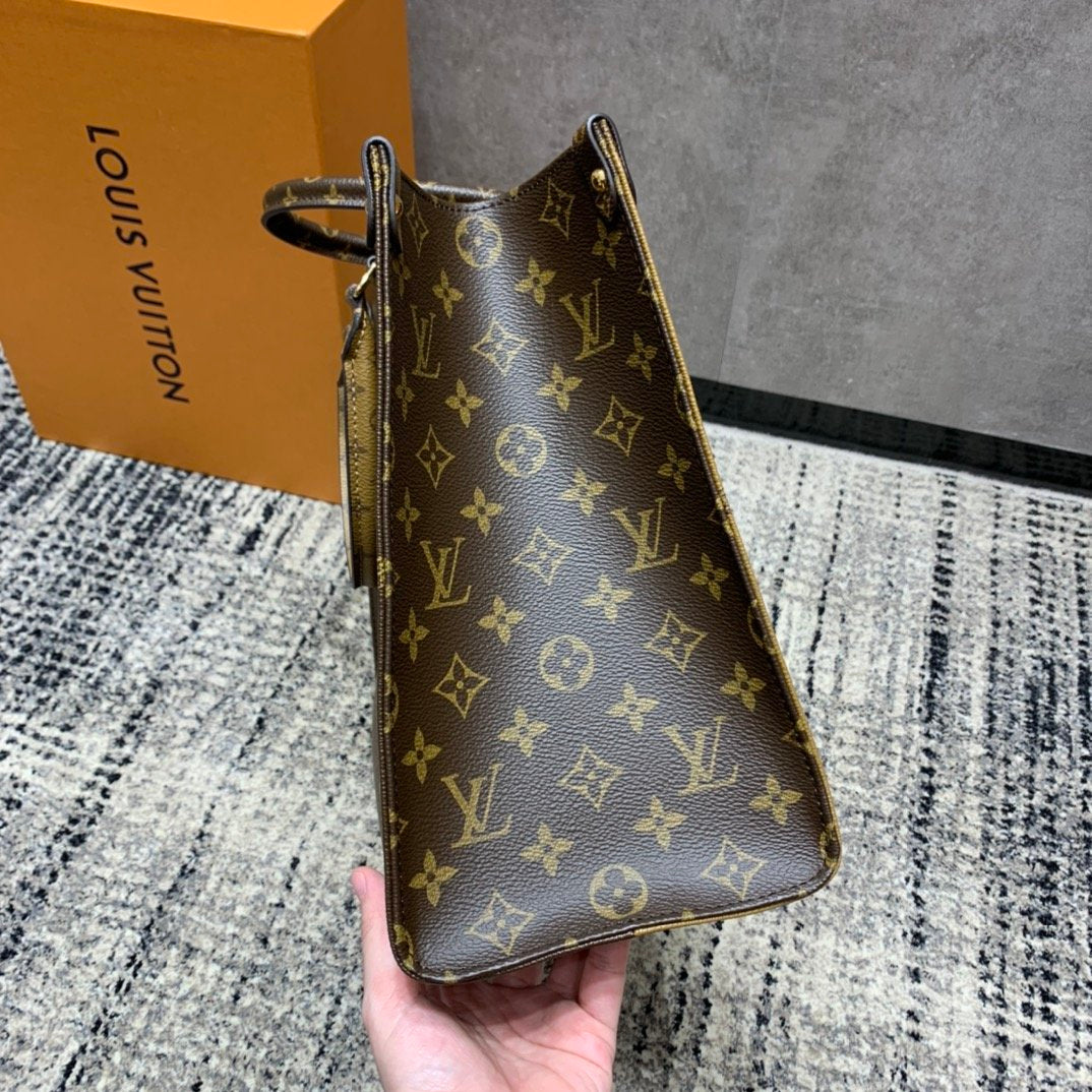 [TOP] Louis Vuitton LV  On The Go Giant Monogram MM 35x27x14cm-Brown