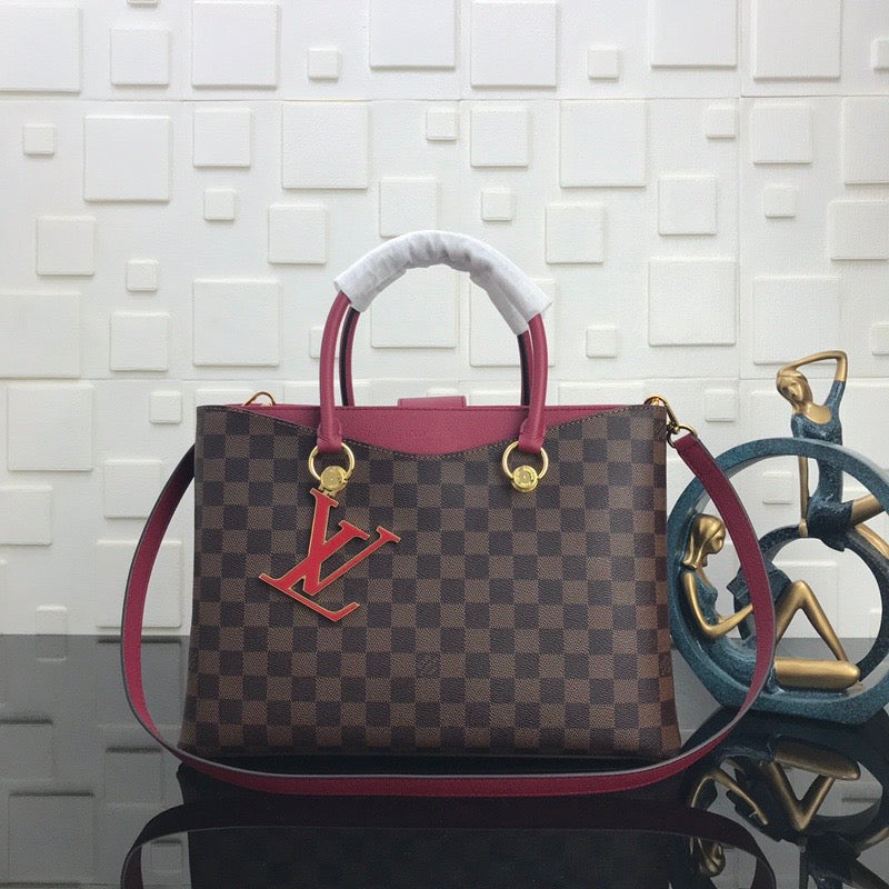 [TOP] Louis Vuitton LV  Damier Ebene Riverside 36 x 25.1  x 14.9 cm- Red