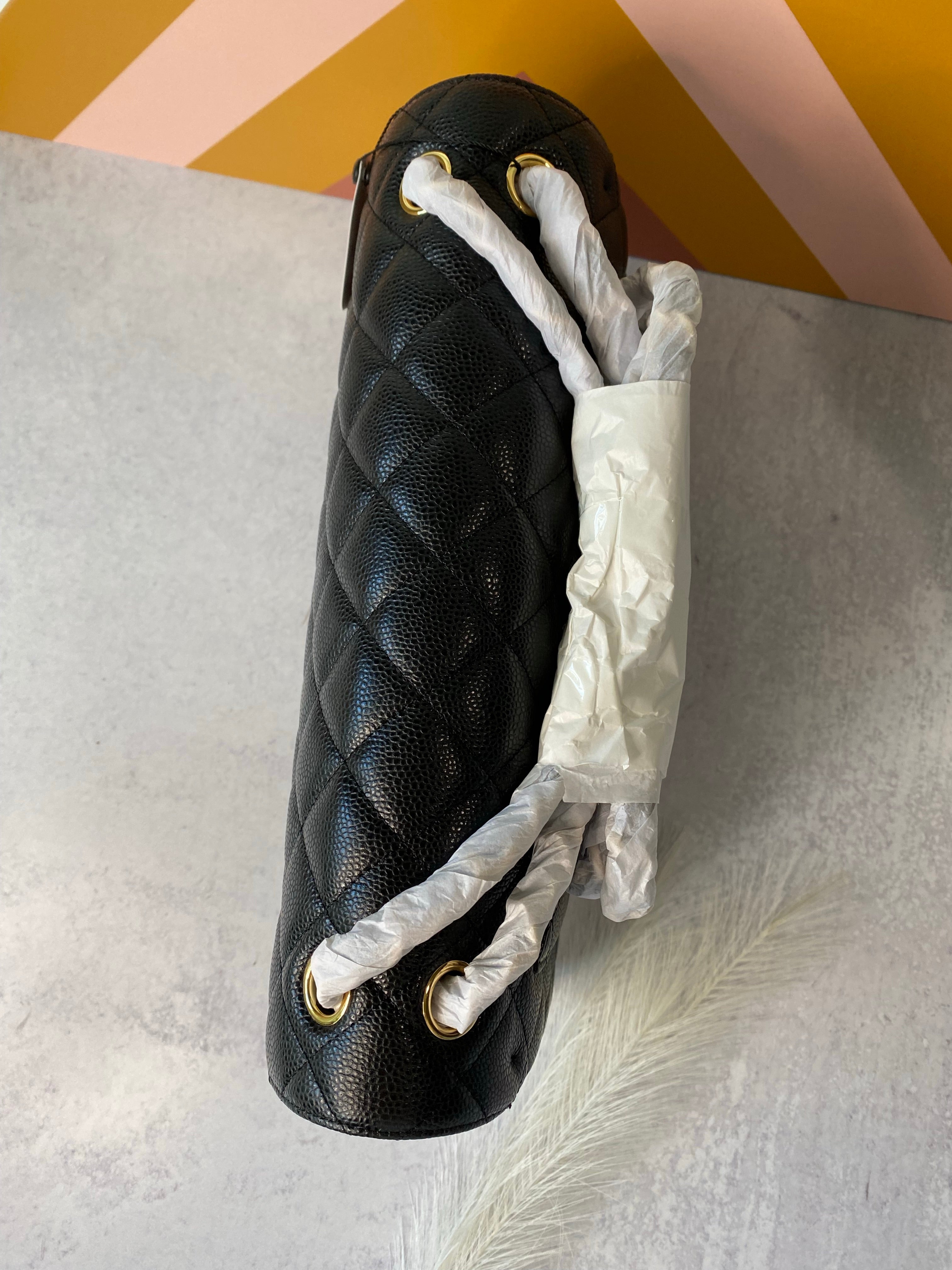 [TOP] CHANEL Classic Flap Bag Caviar Jumbo 30cm - Black & GHW