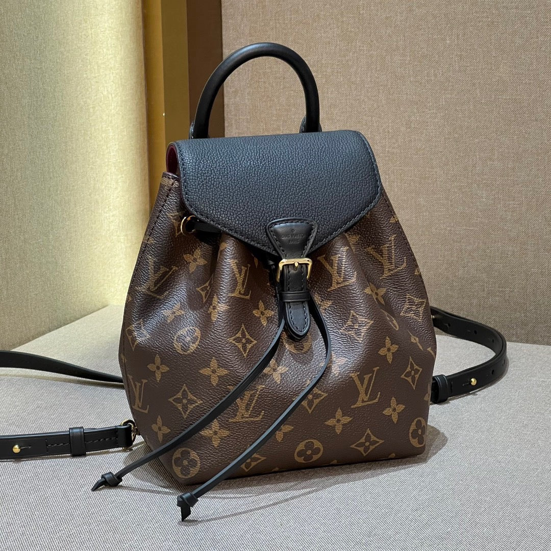 [TOP] Louis Vuitton LV L*V Montsouris Monogram BB Backpack 17/20/10.5cm - Black