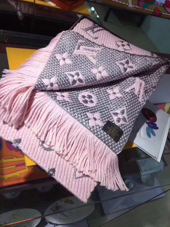 [TOP] Louis Vuitton LV L*V Verone Wool Silk Logomania Scarf - Pink