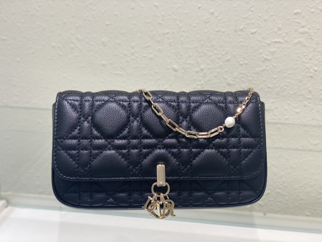 [TOP] Christian Dior Phone Pouch Bag 19cm-Black