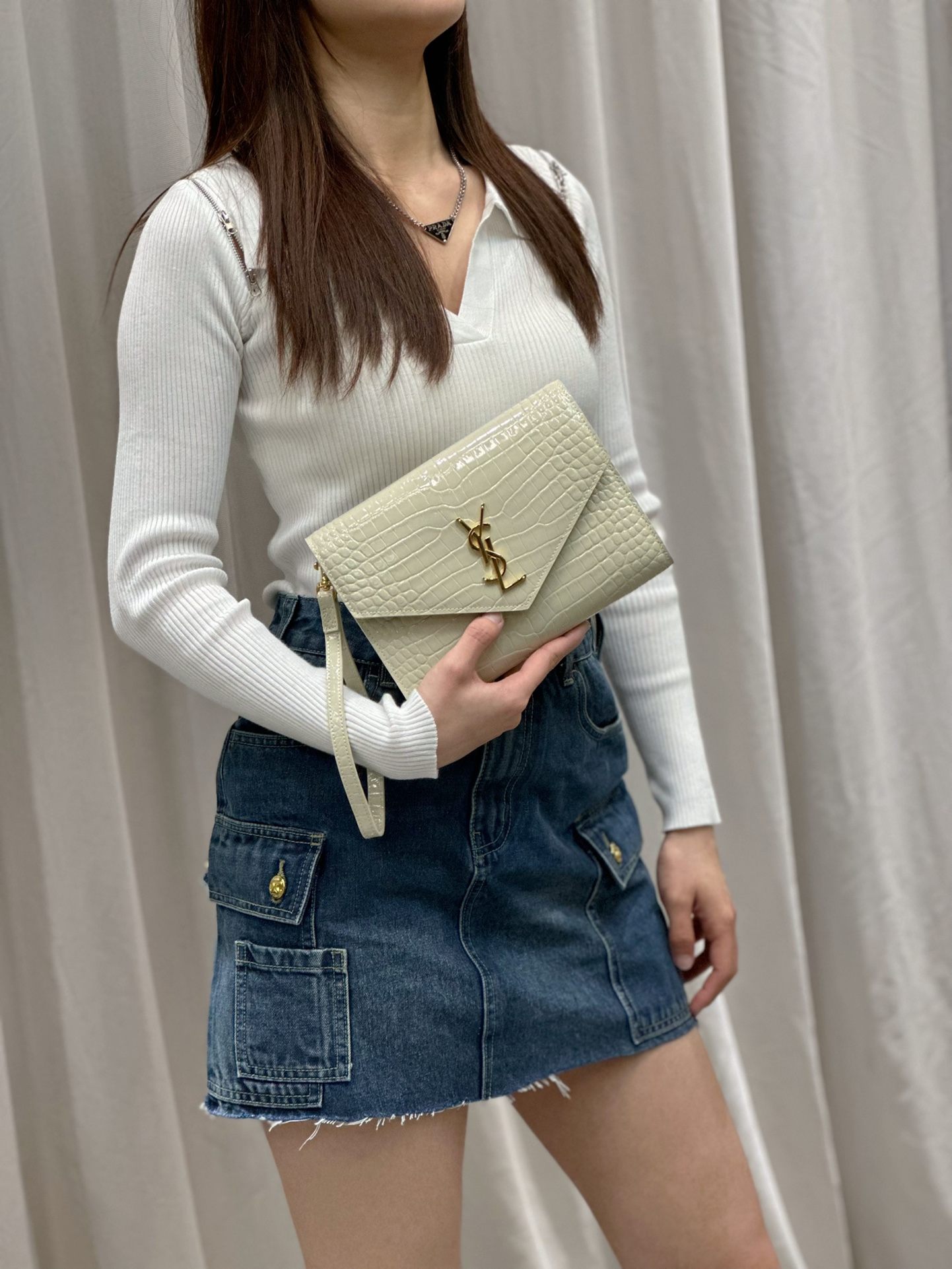 [TOP] Yves Saint Laurent YSL Crocodile HandBag - 3 color