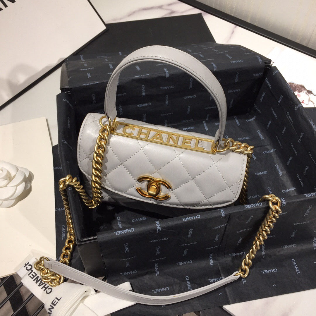 [TOP] CHANEL Trendy Spirit Top Handle Quilted Bag - Grey