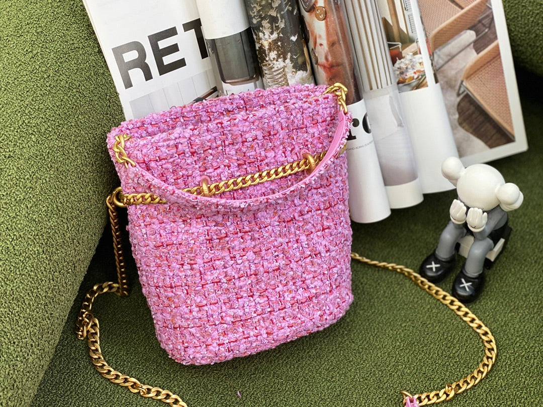 [TOP] CHANEL Bucket Tweed Bag  2022 - Purple