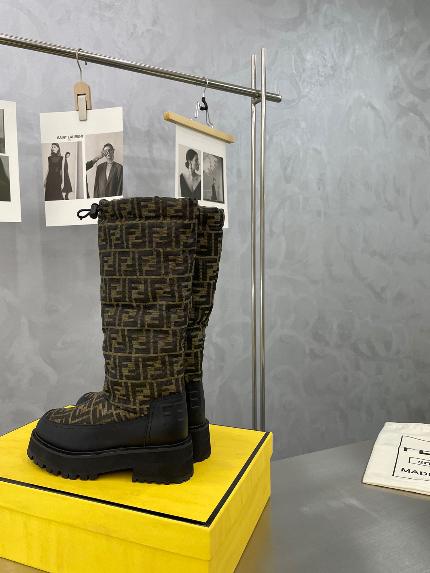 [TOP] FENDI Monogram Quilted Boots
