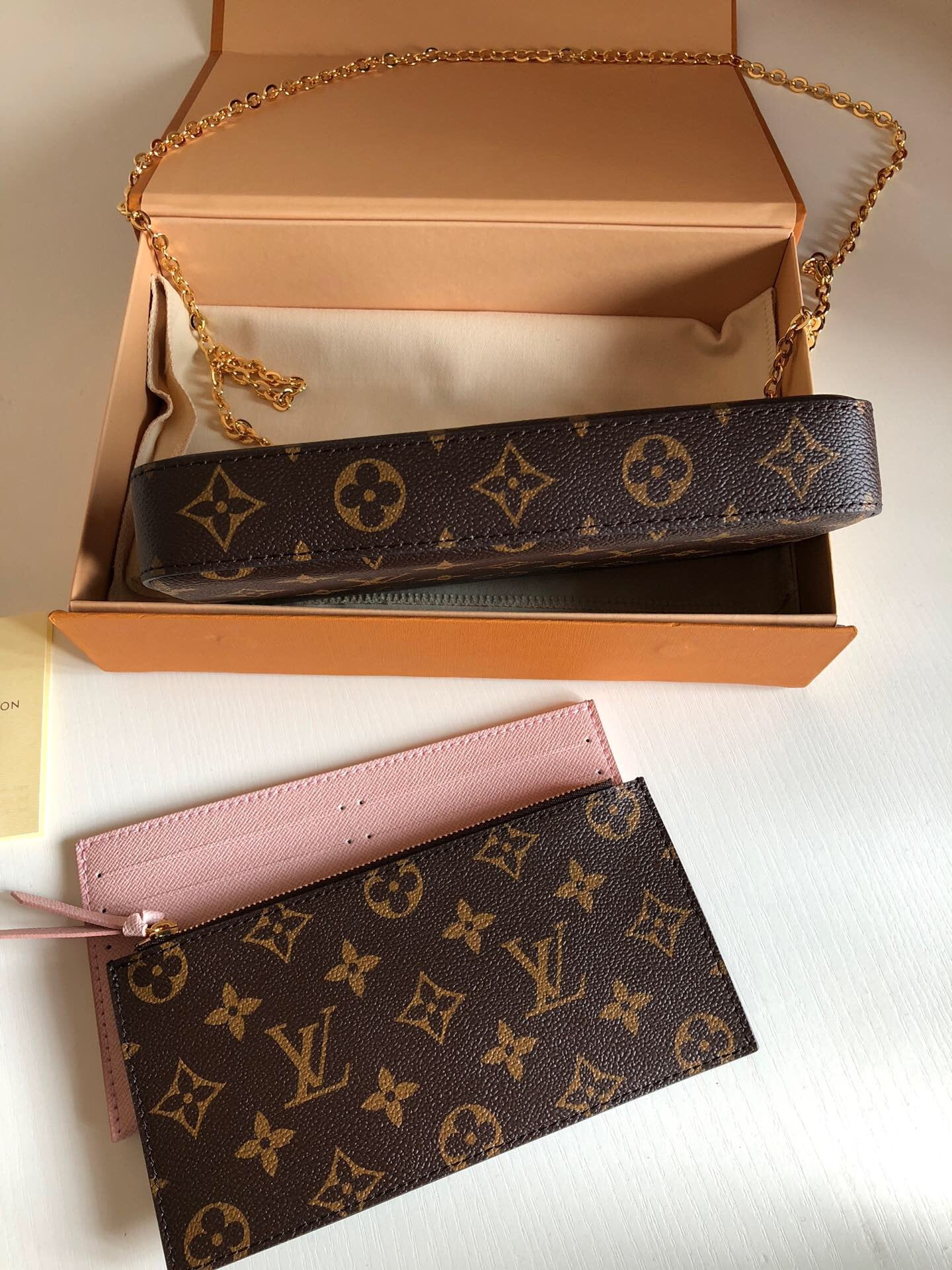 [TOP] Louis Vuitton LV Felicie Pochette Monogram 21X12X3cm - Light Pink
