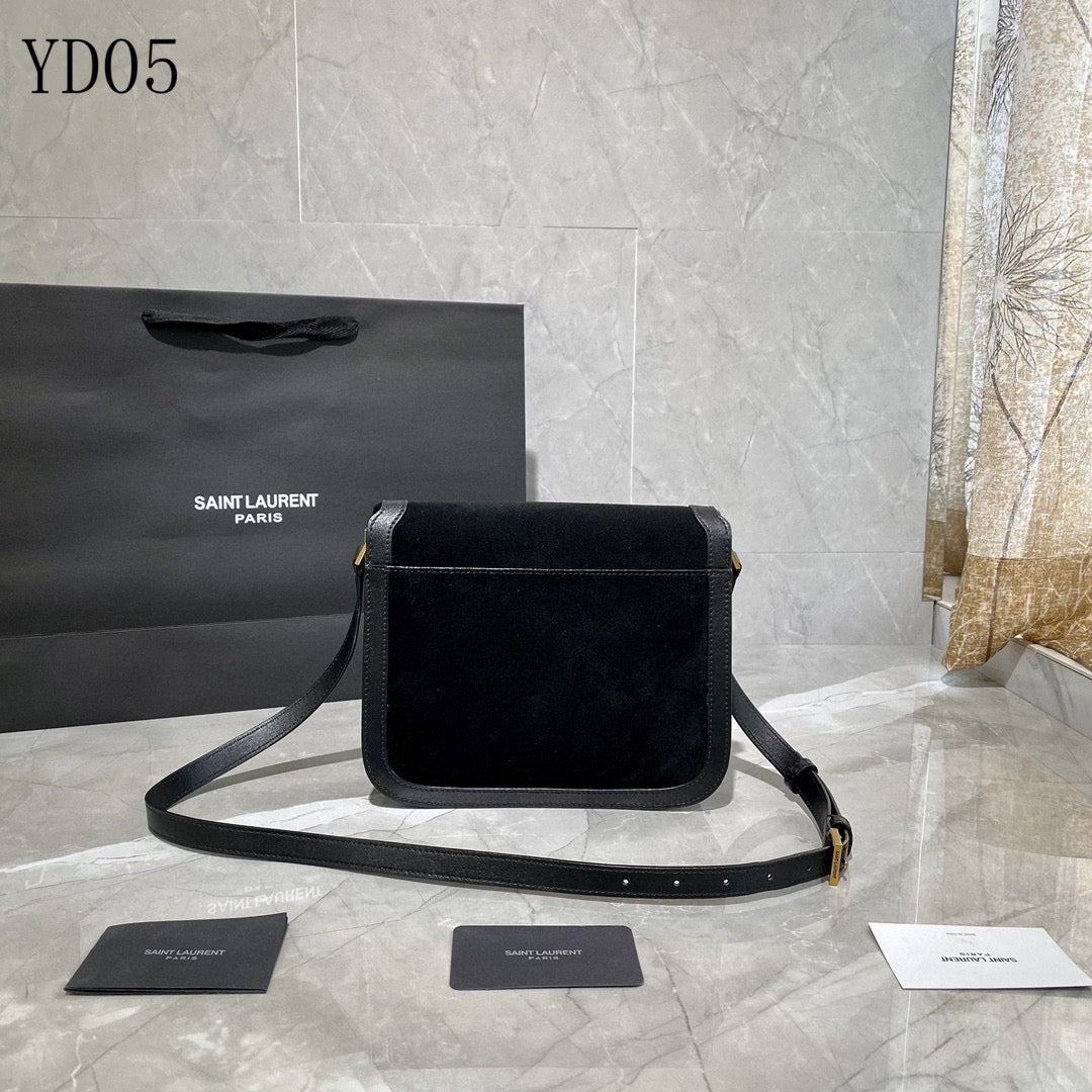 [TOP] Yves Saint Laurent YSL Solferino Small Suede Bag - Black w GHW