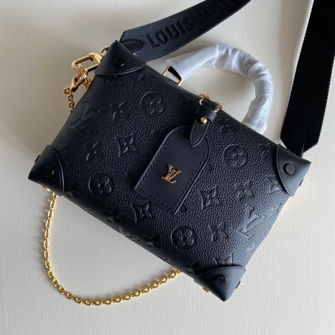 [TOP] Louis Vuitton LV Petite Malle Souple Empreinte Bag 20 x 14 x 7.5 cm - Black