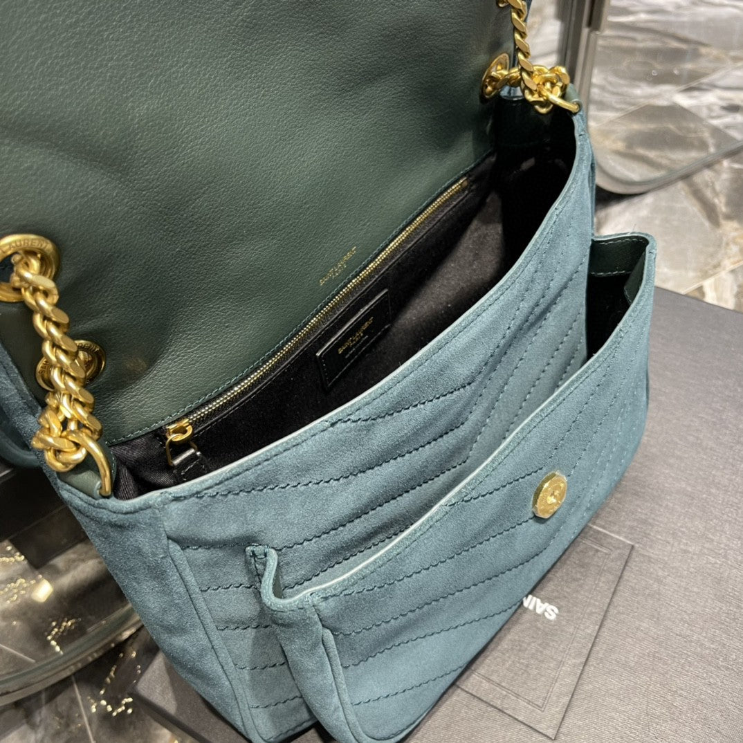 [TOP] Yves Saint Laurent YSL Niki Medium Suede Bag - Teal