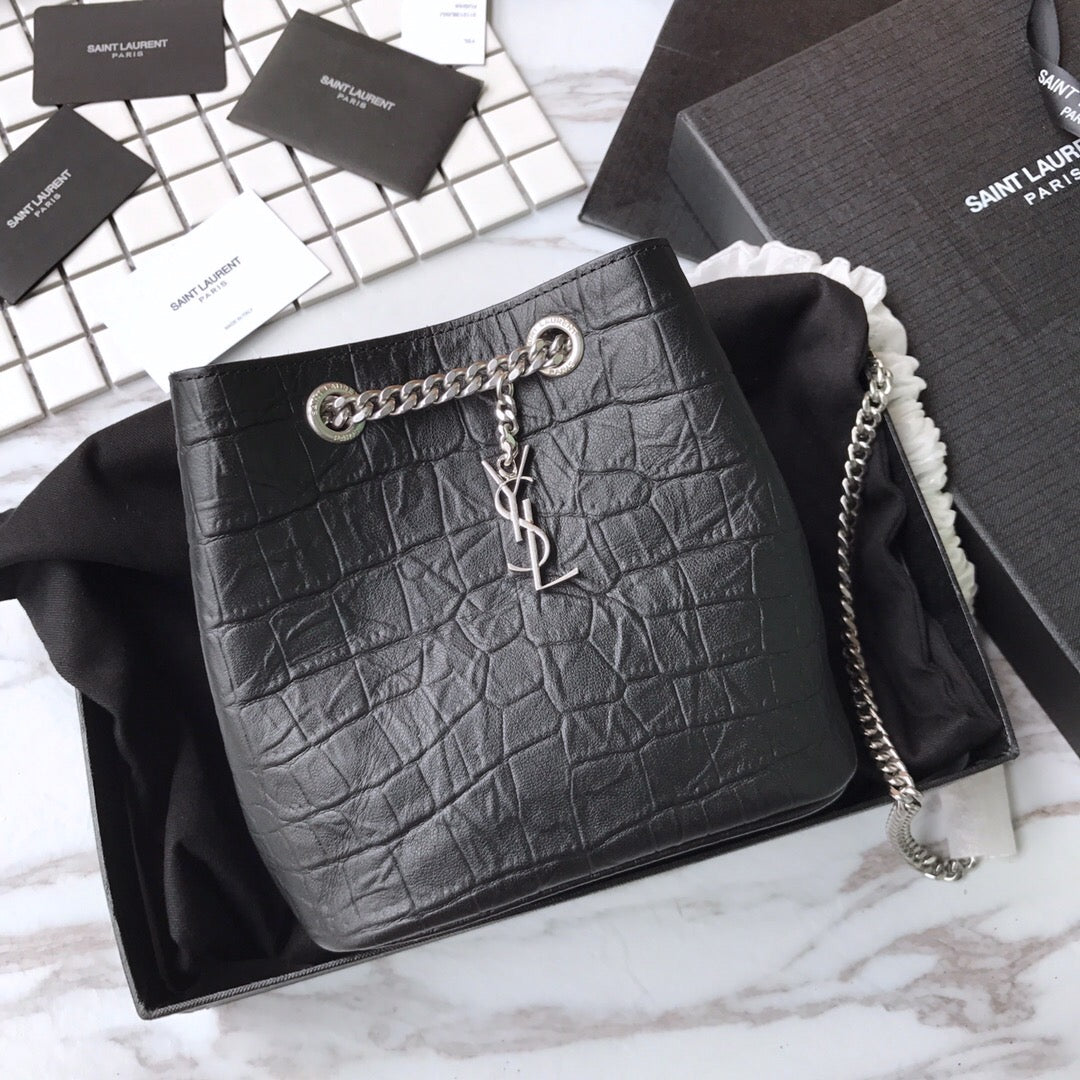 [TOP] Yves Saint Laurent YSL Croco Small Bucket Bag - Black