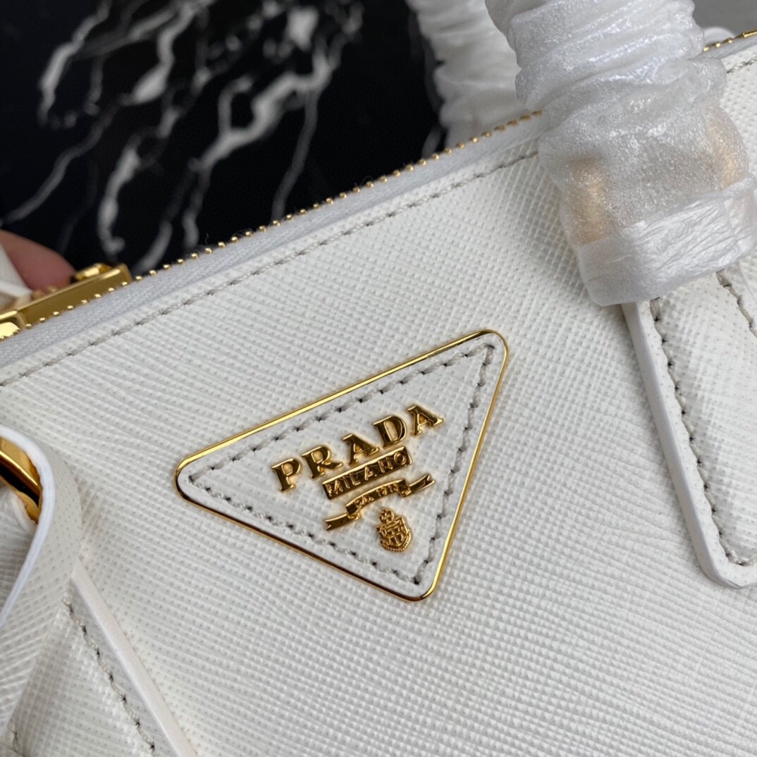 [TOP] PRADA Galleria Mini Saffiano Bag 20x15x9.5cm - White