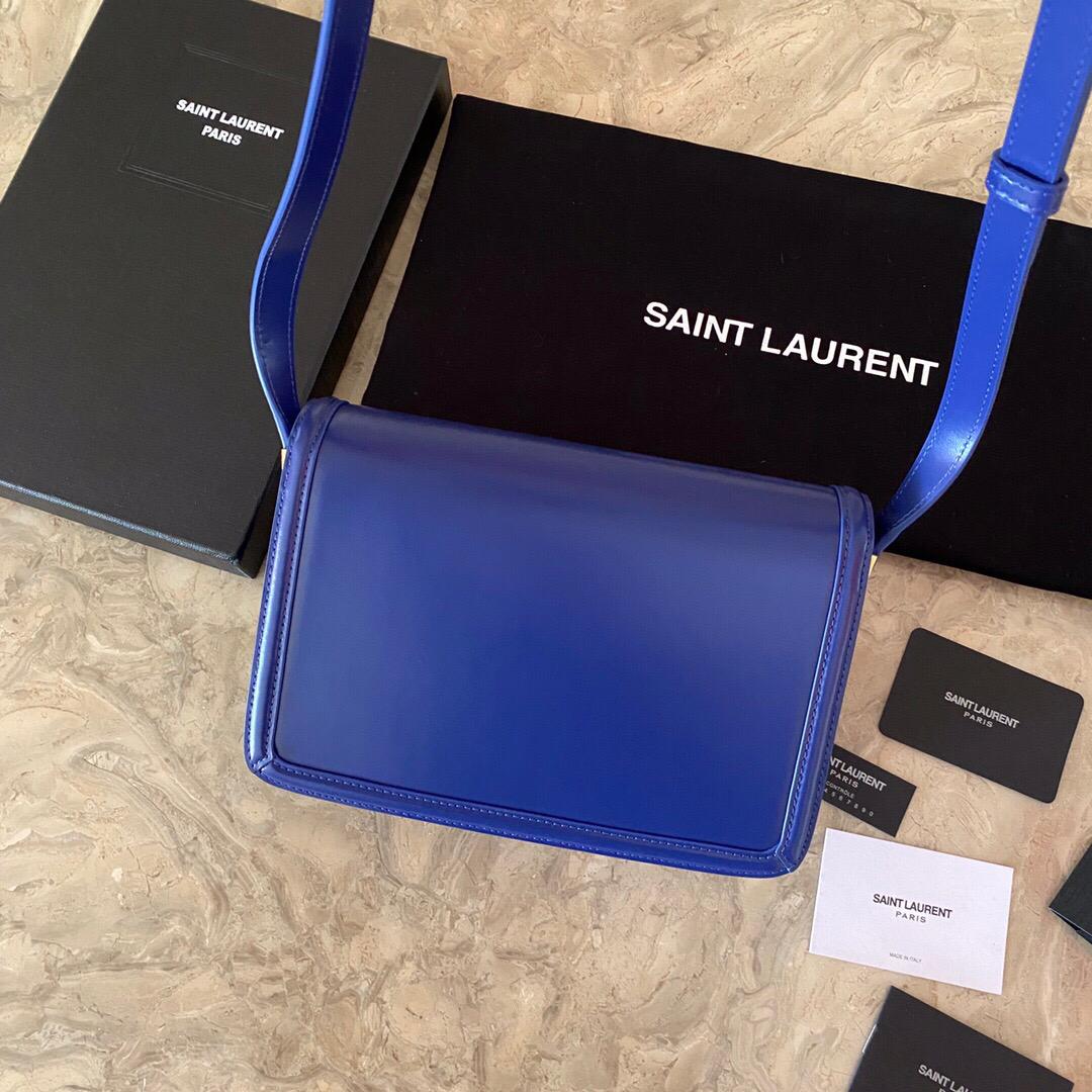 [TOP] Yves Saint Laurent YSL Solferino Medium Shoulder Bag - Blue Charron