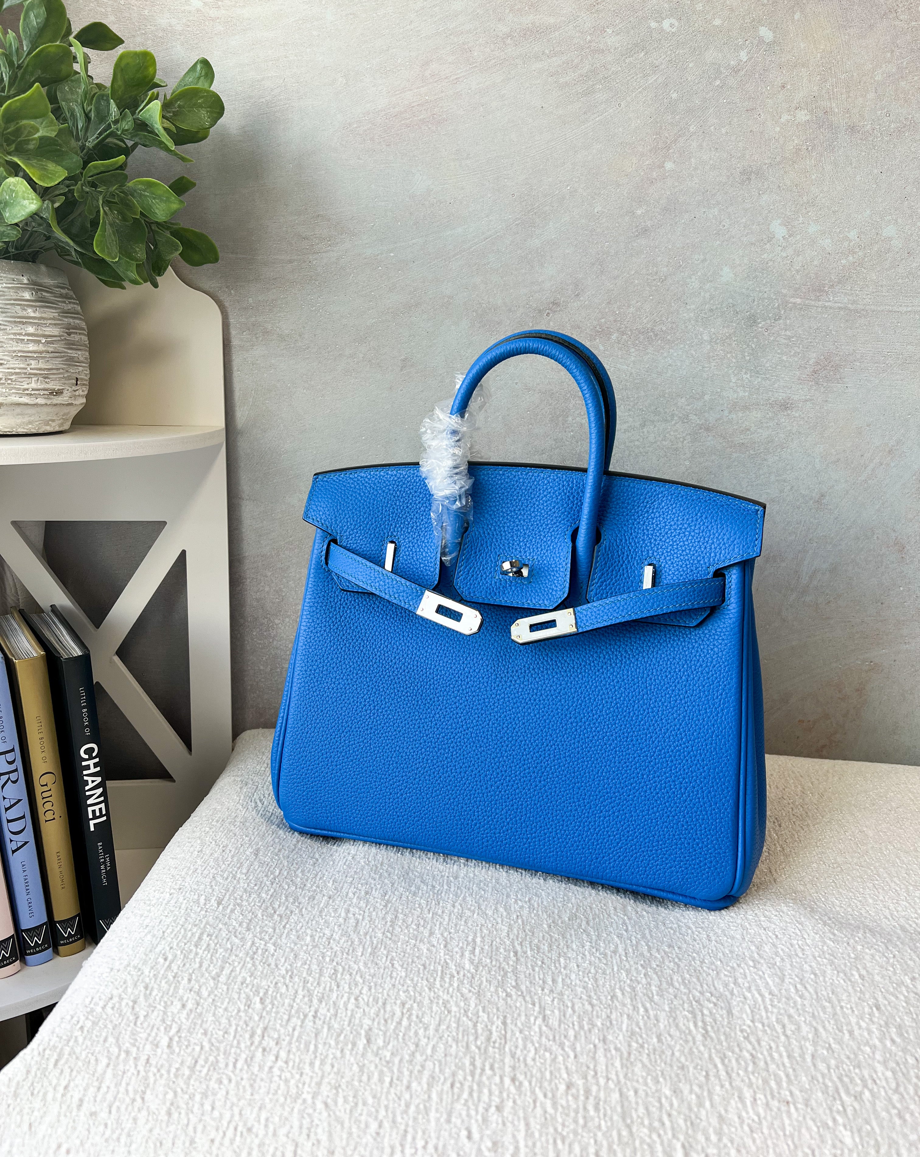 [TOP] HERMES Birkin Togo Leather 25cm - Blue & PHW