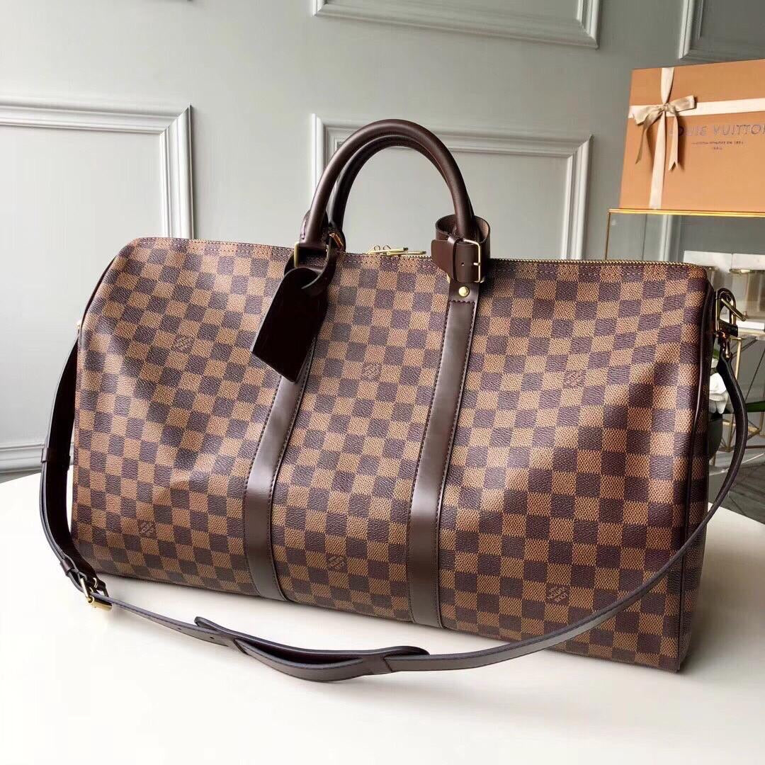 [TOP] Louis Vuitton LV Loui$ Vu!tt0n Keepall Bandouliere Travel Bag 50CM - Damier Ebene