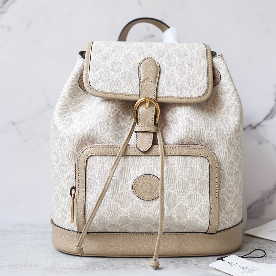 [TOP] GUCCI G*G Interlocking G Backpack - Cream