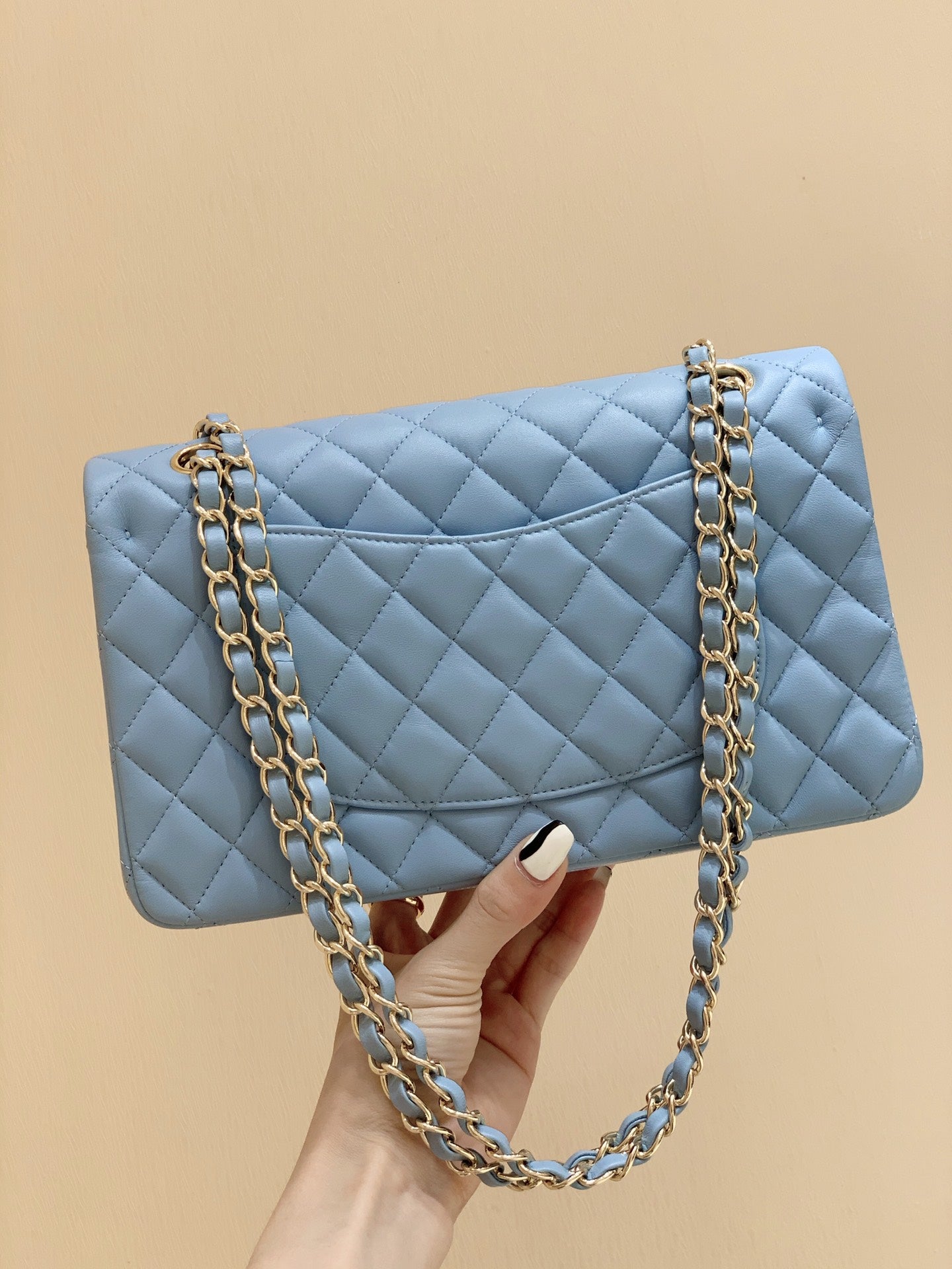 [TOP] CHANEL Classic Flap Bag Lambskin  23cm /25cm– Light Blue & GHW