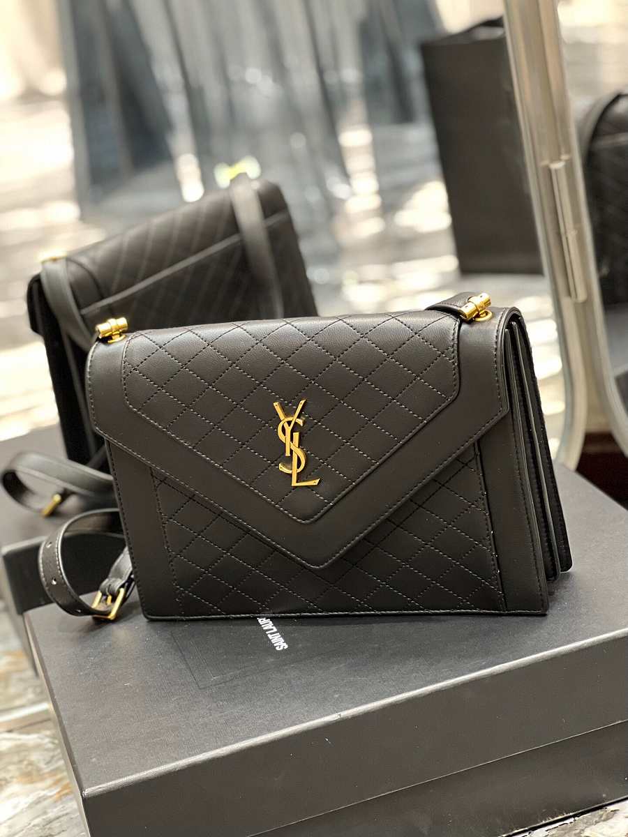 [TOP] Yves Saint Laurent YSL Mini Quilted Envelope Bag - Black
