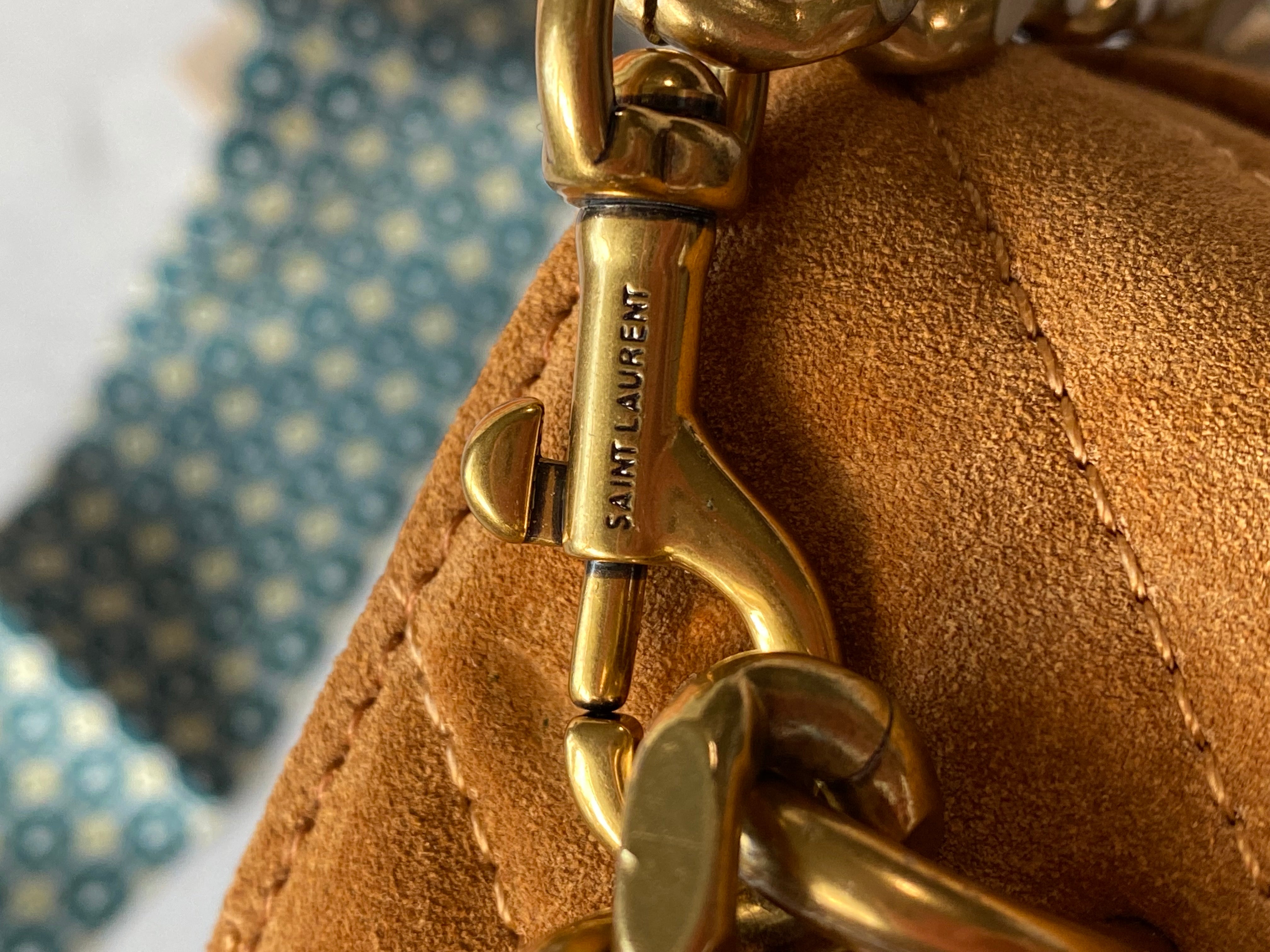 [TOP] Yves Saint Laurent YSL College Suede Small Bag - Brown