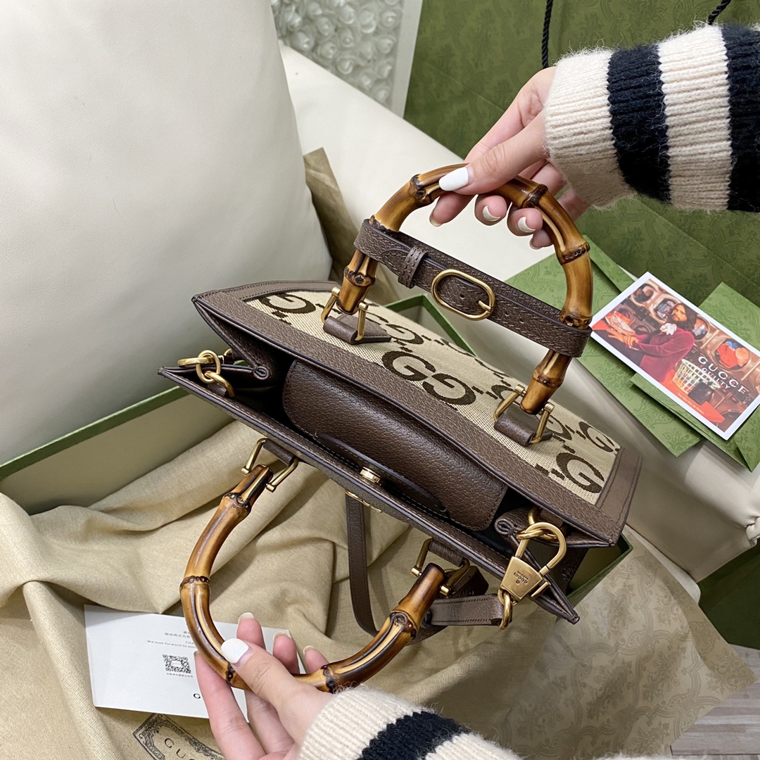 [TOP] GUCCI G*G Diana Double G Pattern Tote Bag-GHW-20x16x10cm/27x24x11cm